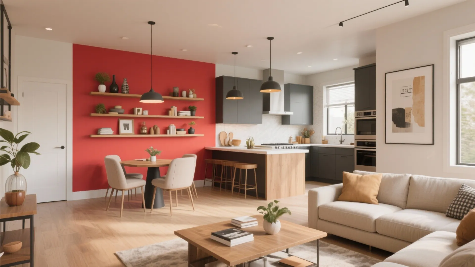 8. Accent Walls or Open Shelving