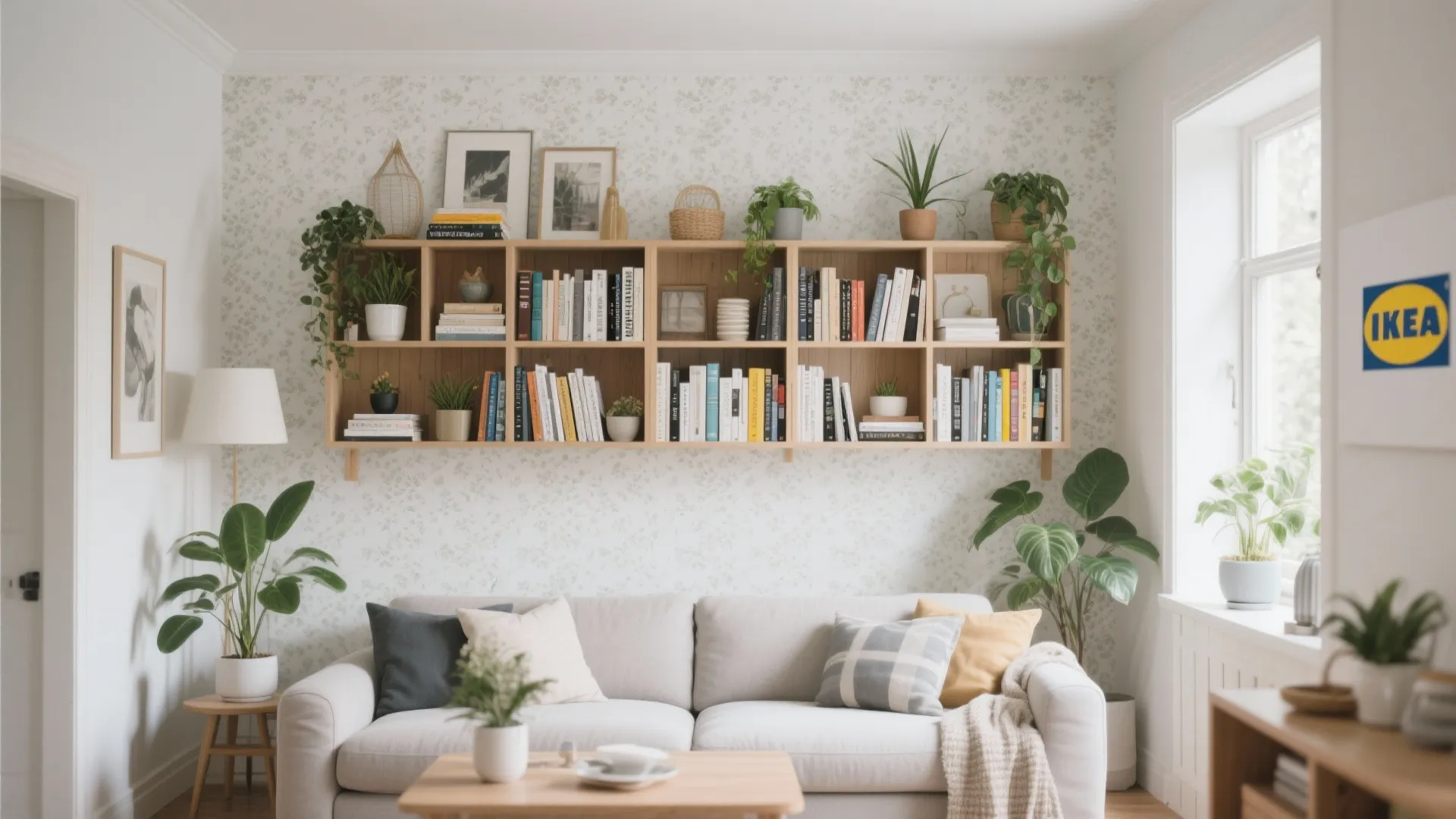 9. Accent Wall with Open Shelves