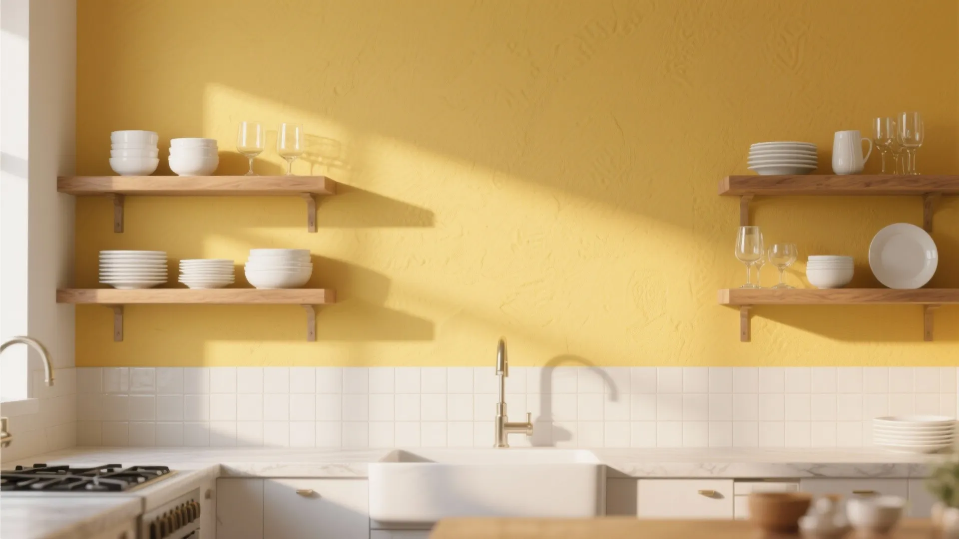 2. Accent Wall Behind Open Shelves