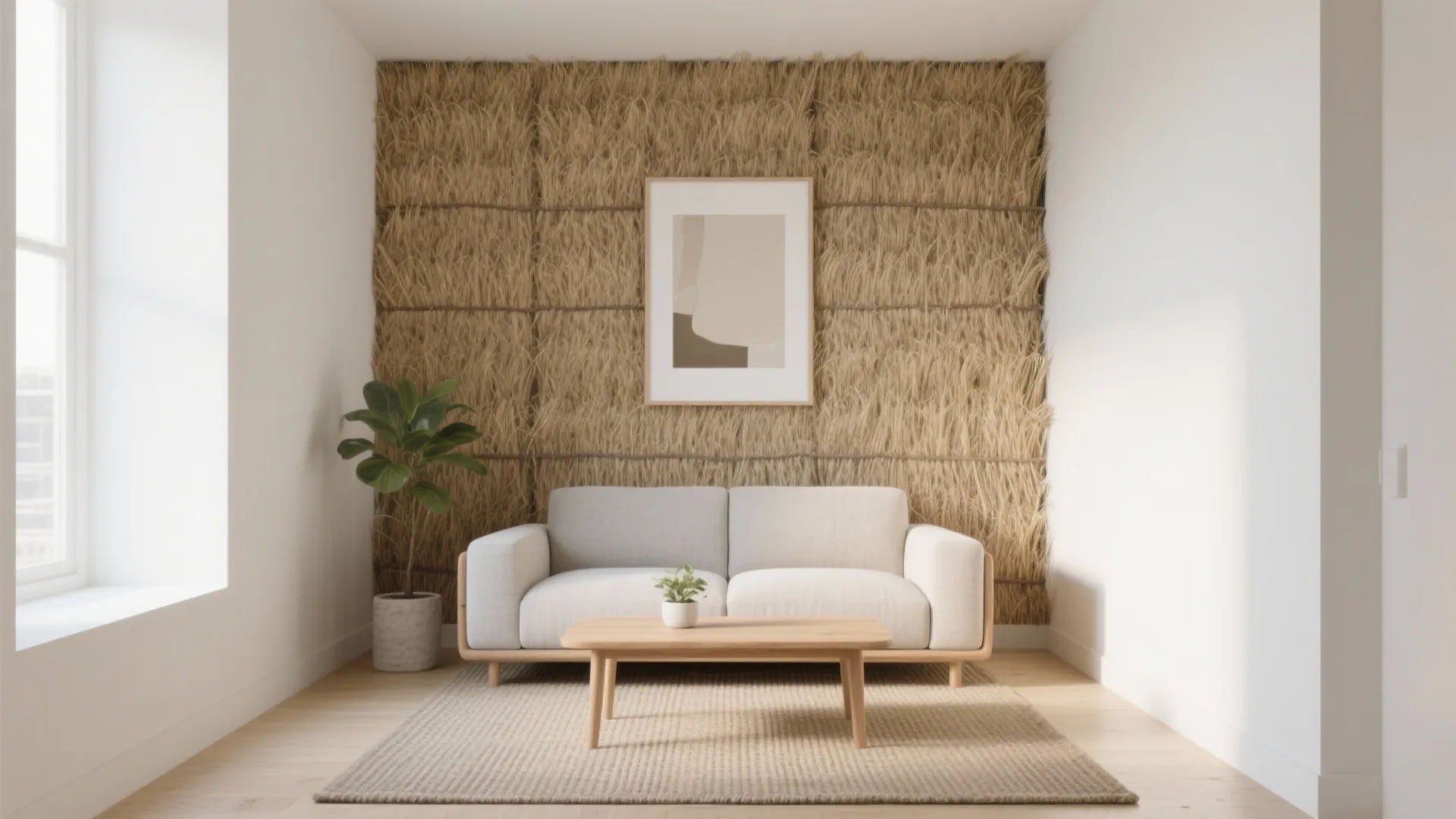 Minimalist Grass Mat Accent Wall