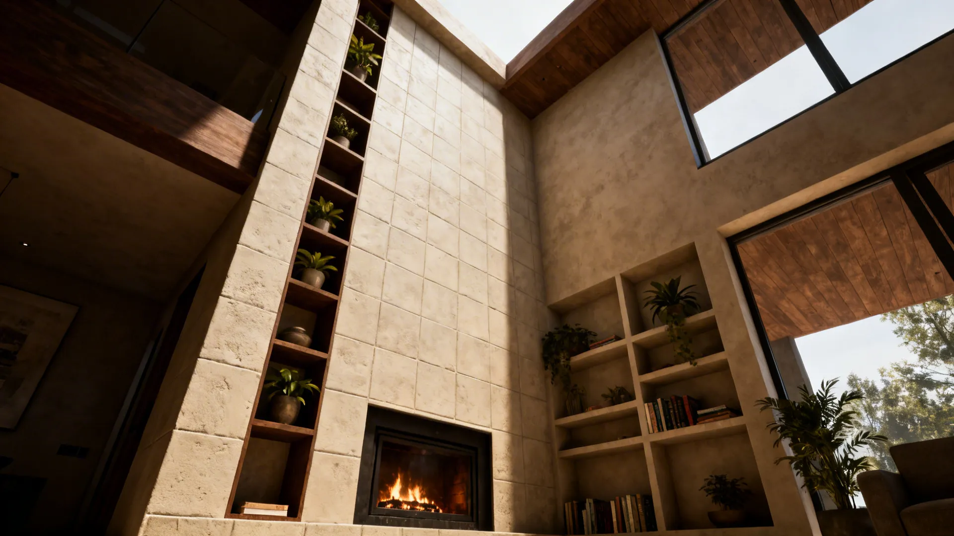 5. Accent Wall and Vertical Storage to Lift the Space