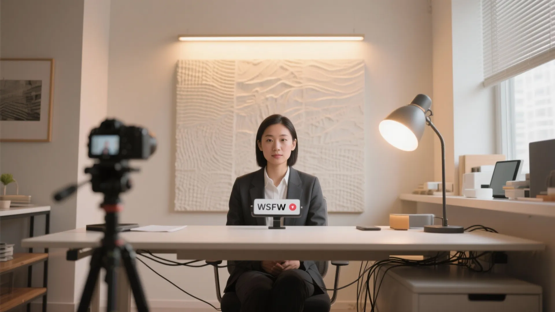 Accent wall lights as background for video calls