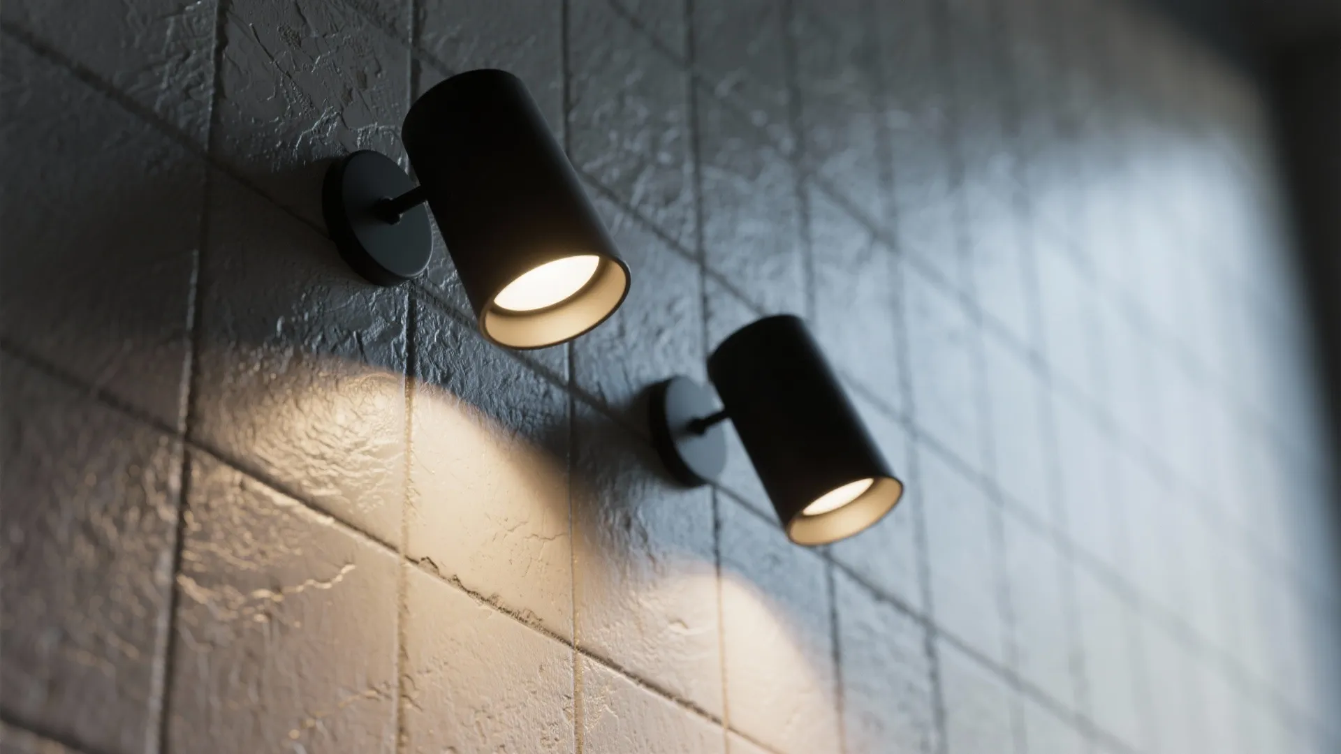 5. Black wall washers and accent fixtures to highlight texture