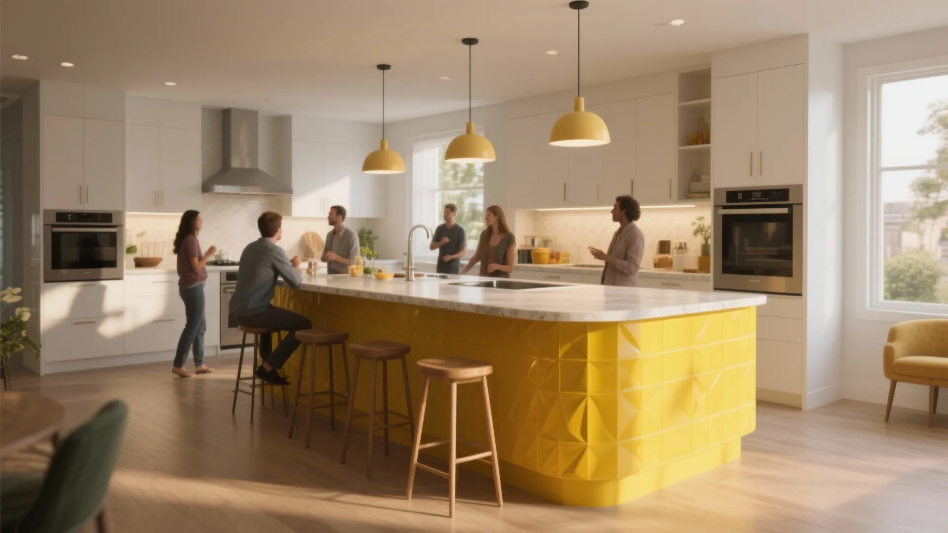 2. Accent Island in Bold Yellow