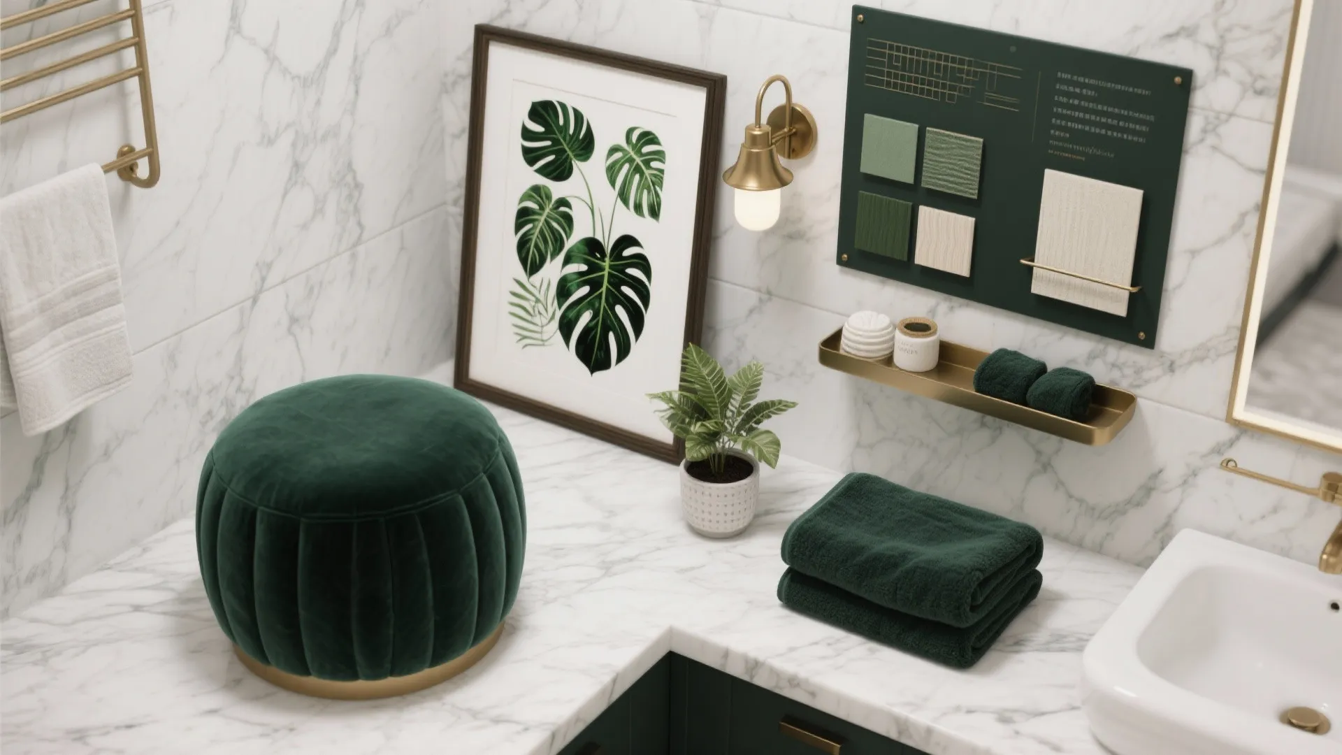 5. Accent pieces: art, plants, and brass lighting