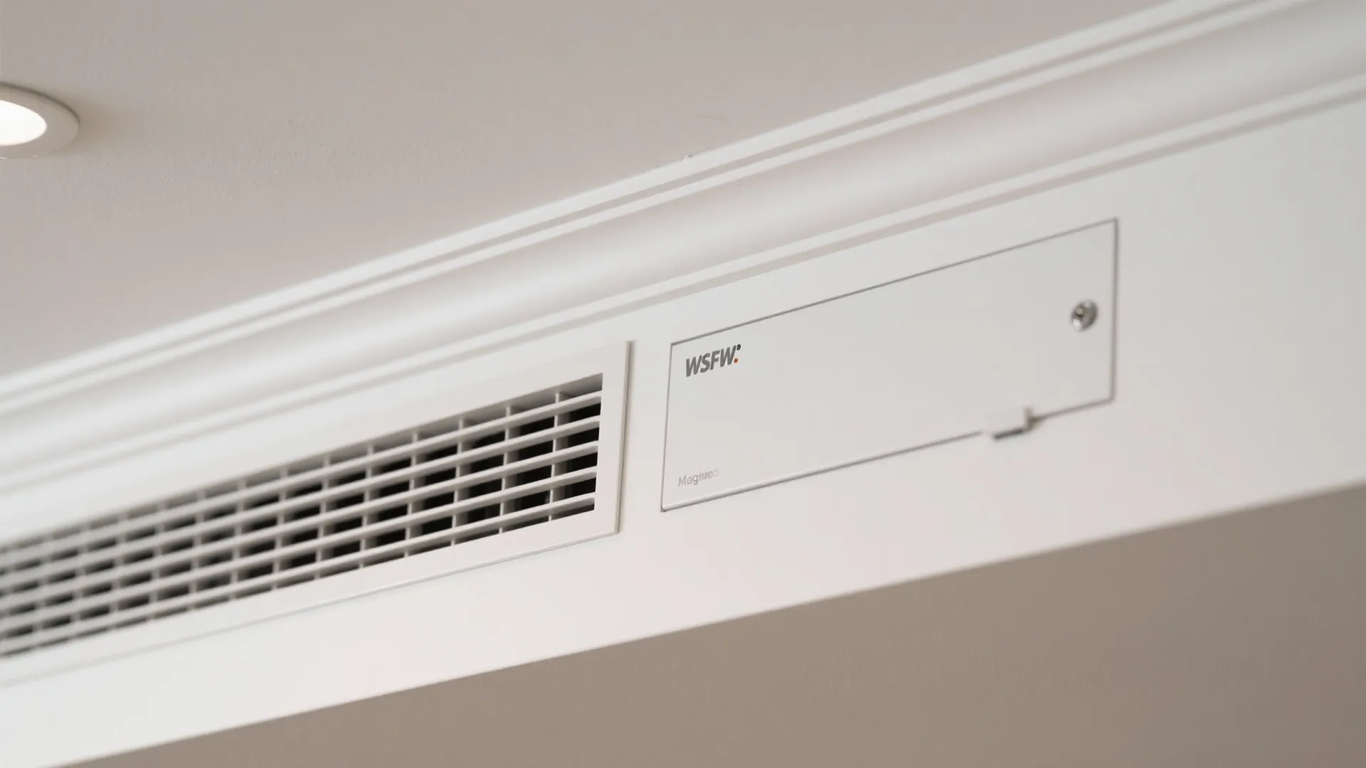 Feature strip ceiling with integrated vents and access panels