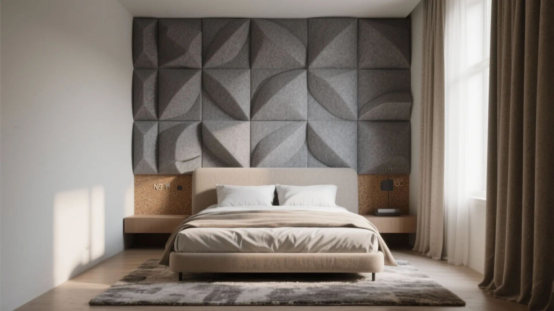 Acoustic 3D feature wall to calm busy apartments