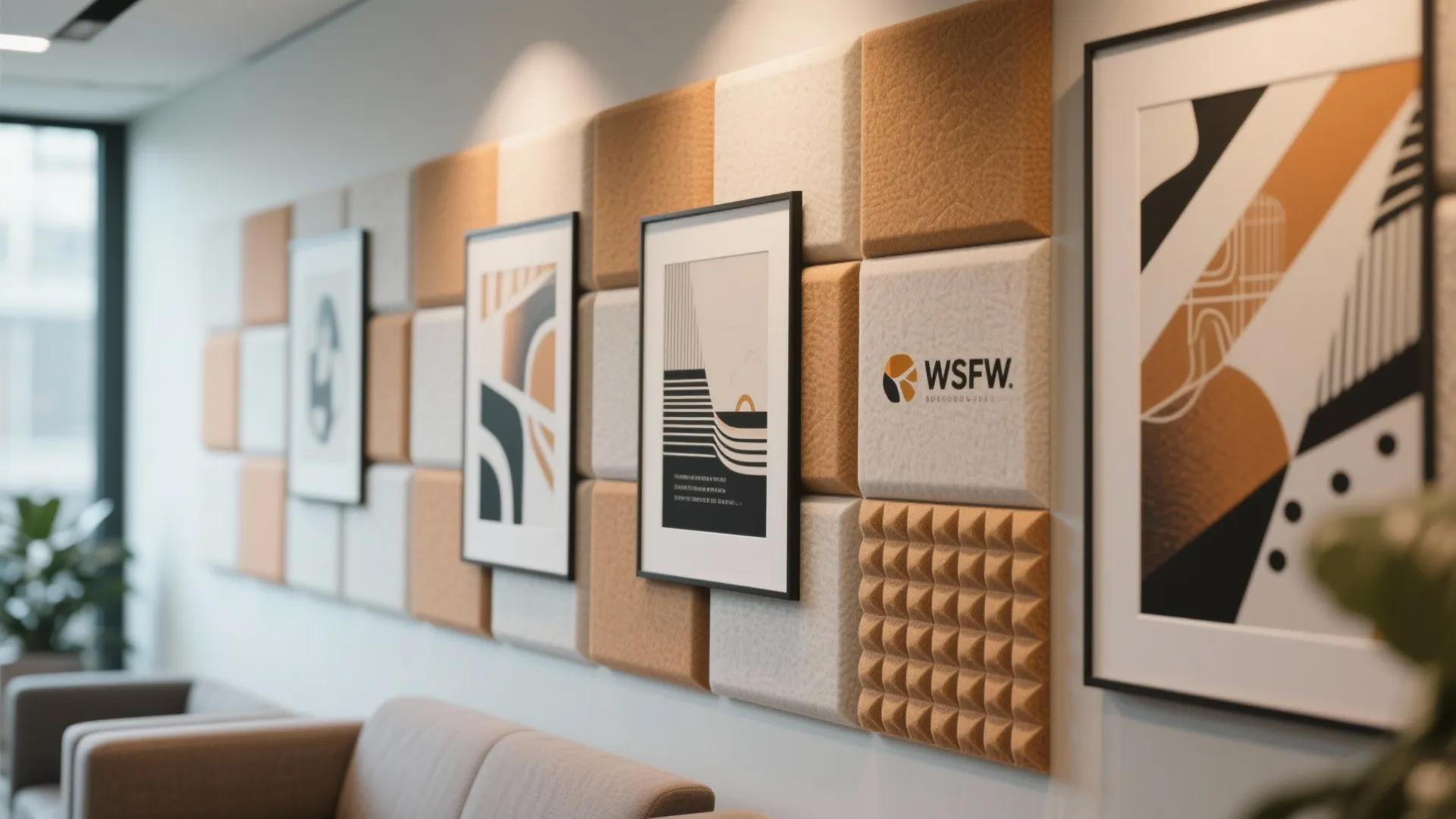 3. Acoustic Panels with Art Prints