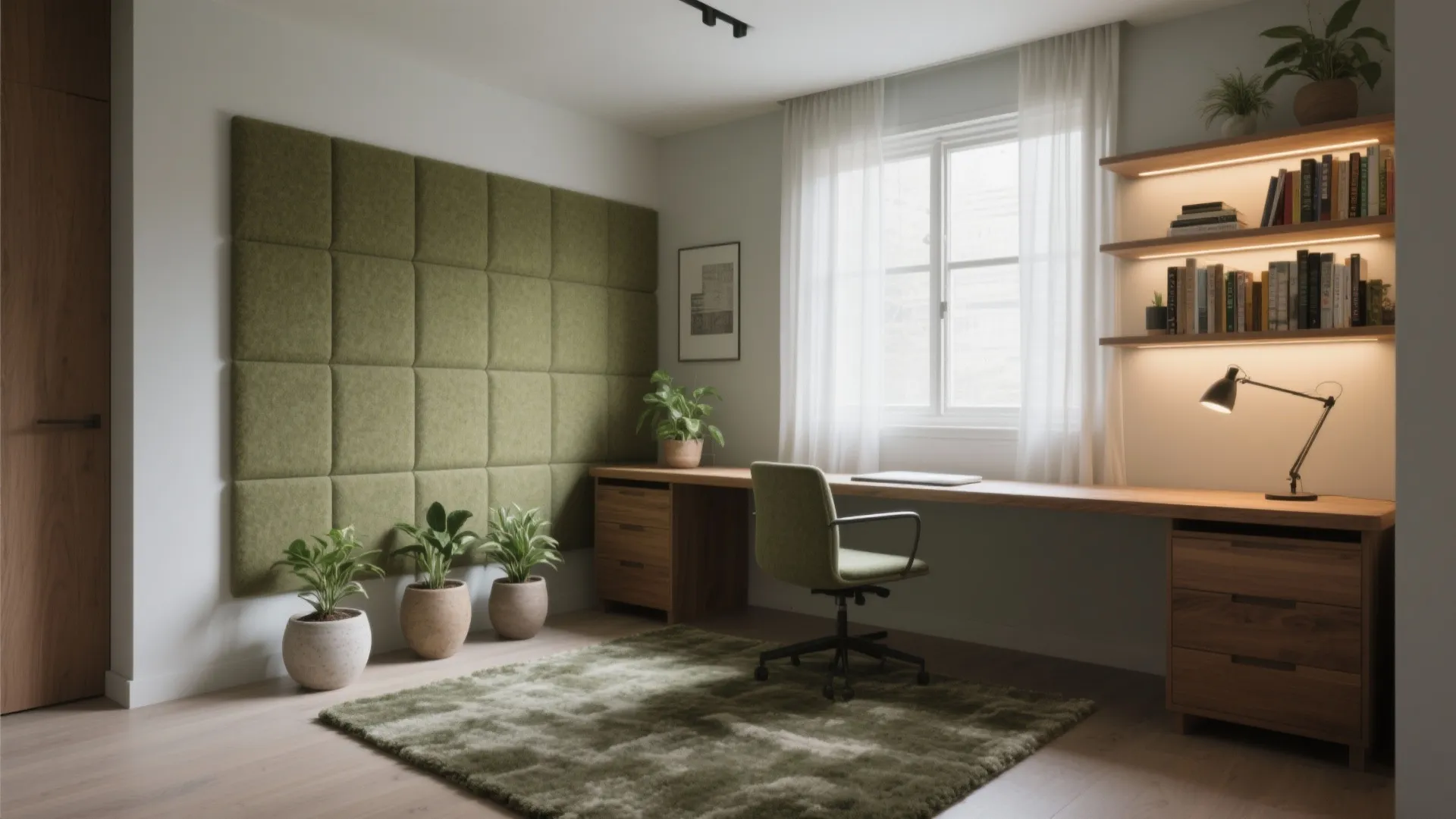 Acoustic zoning and biophilic layers for deep focus