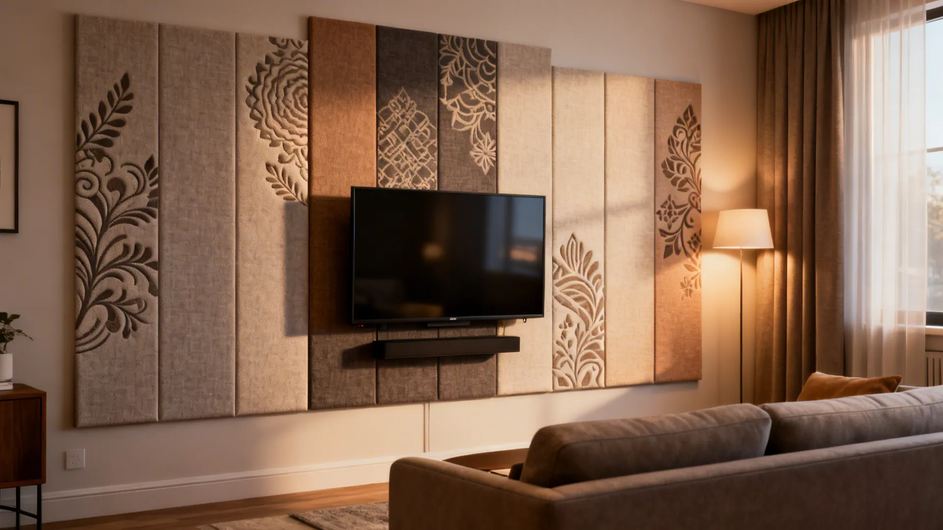 5: Peel-and-stick acoustic panels with aesthetic decals