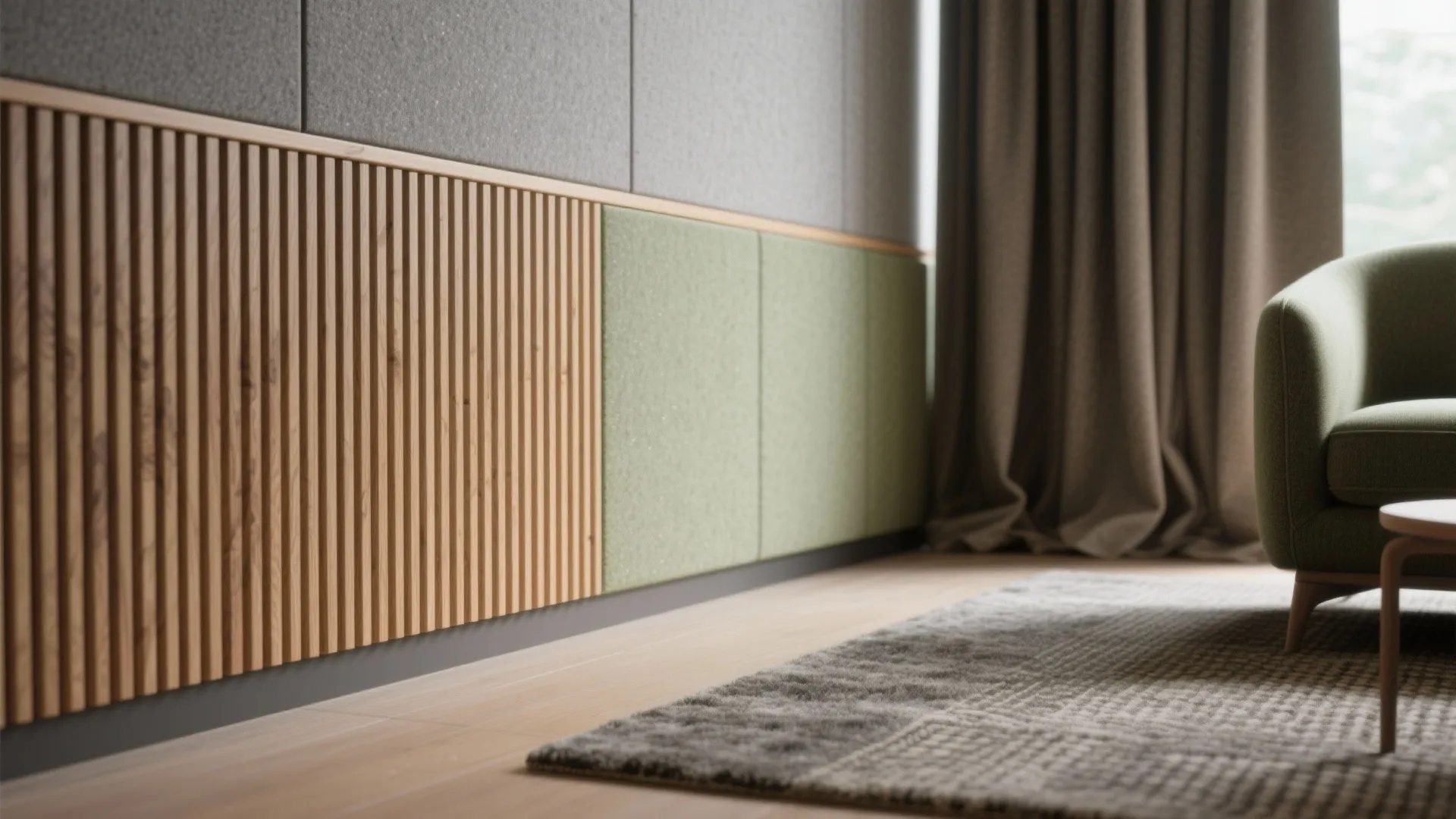 Acoustic comfort with panels, rugs, and drapes