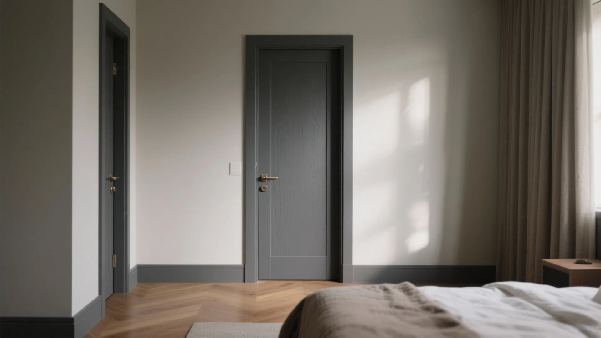 Idea 3: Solid-core acoustic board door for bedrooms and studios