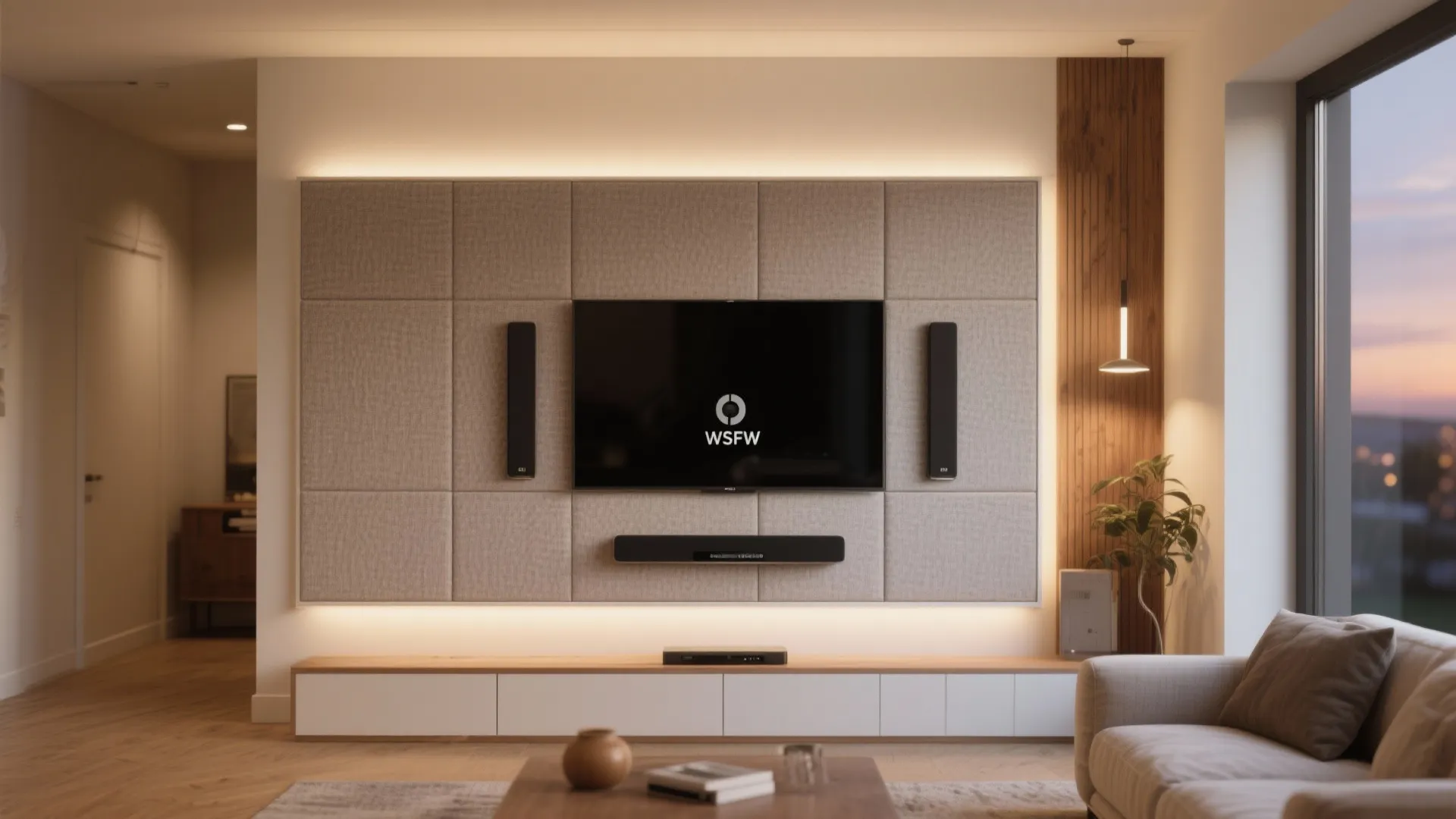 5) Acoustic Fabric Wall With Integrated Lighting