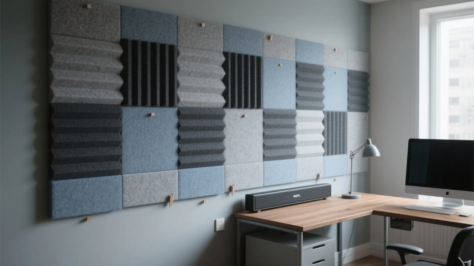 Acoustic Polyester Fiber Panels for a Media or Work Wall