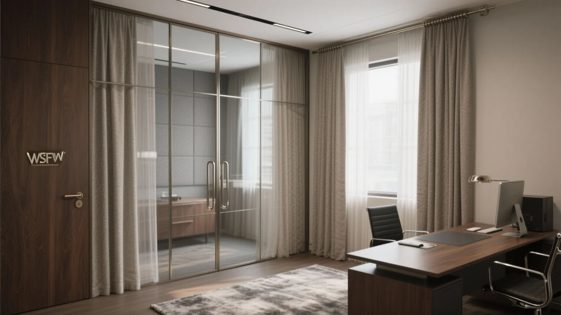 Acoustic Glass + Drapery Layering