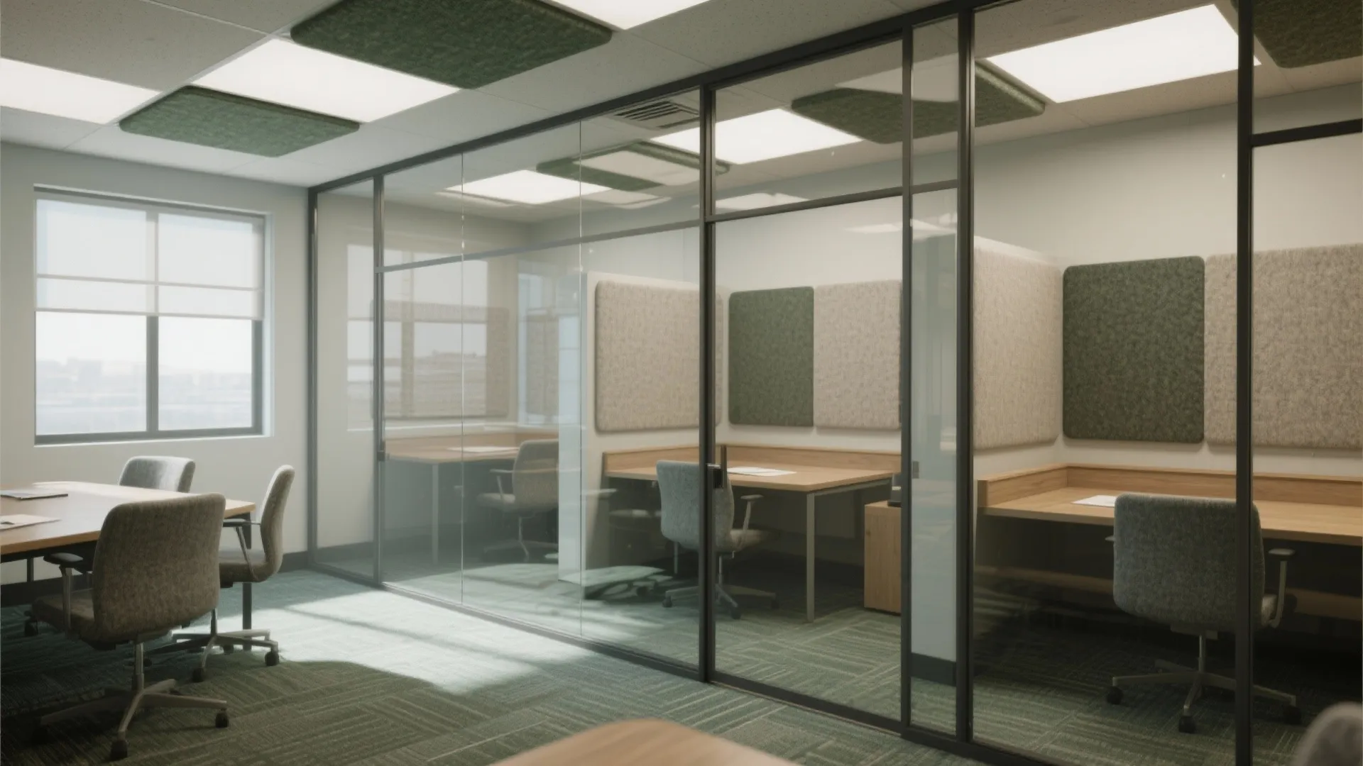 1) Acoustic Zoning with Glass and Soft Materials