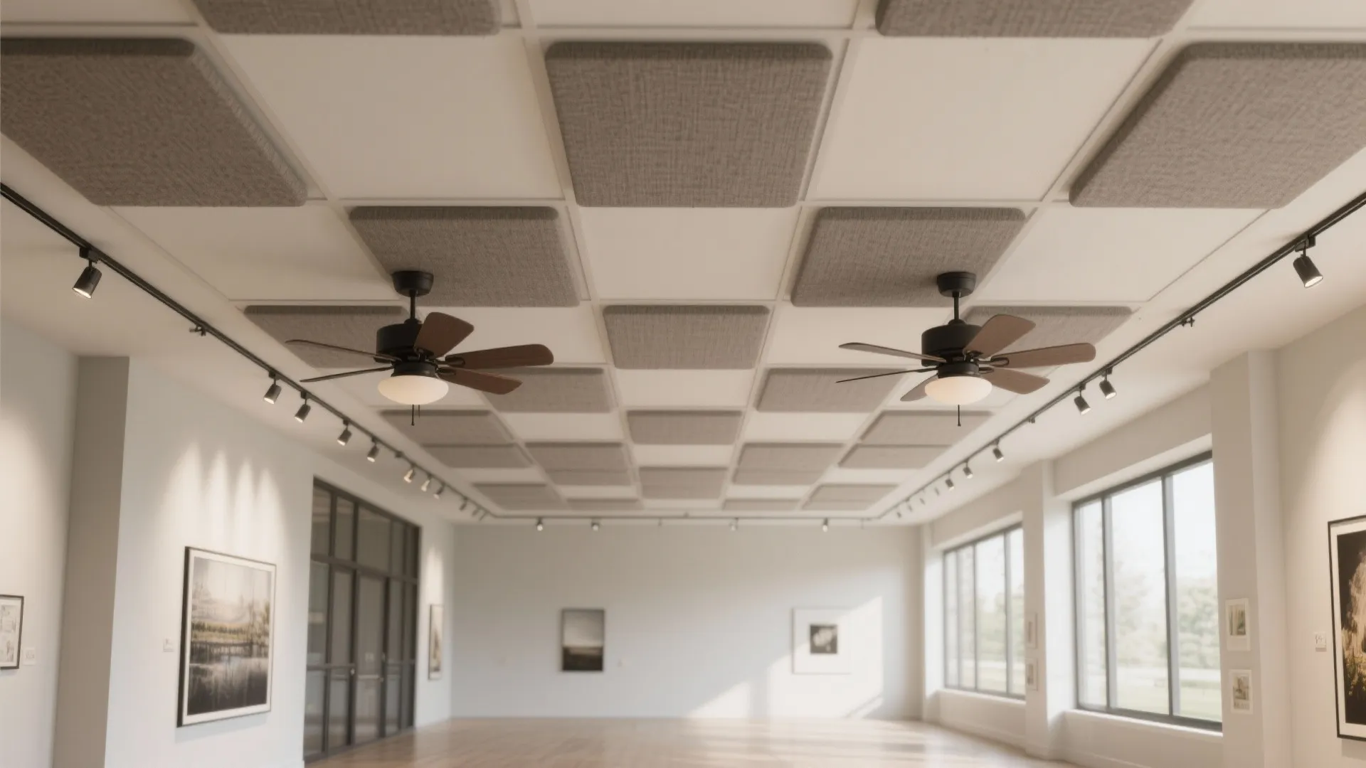 3) Track-Lit Grid with Acoustic Panels