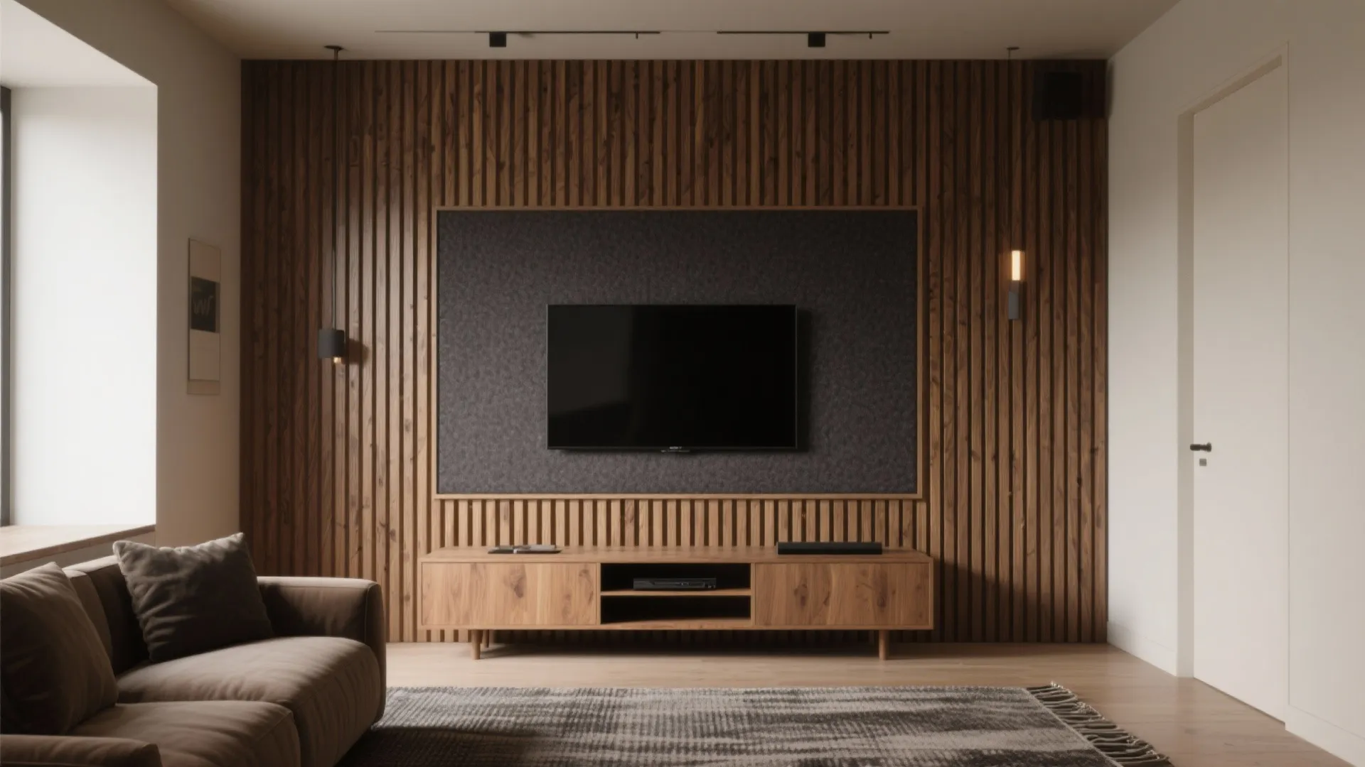 Acoustic Groove Panels for TV Walls