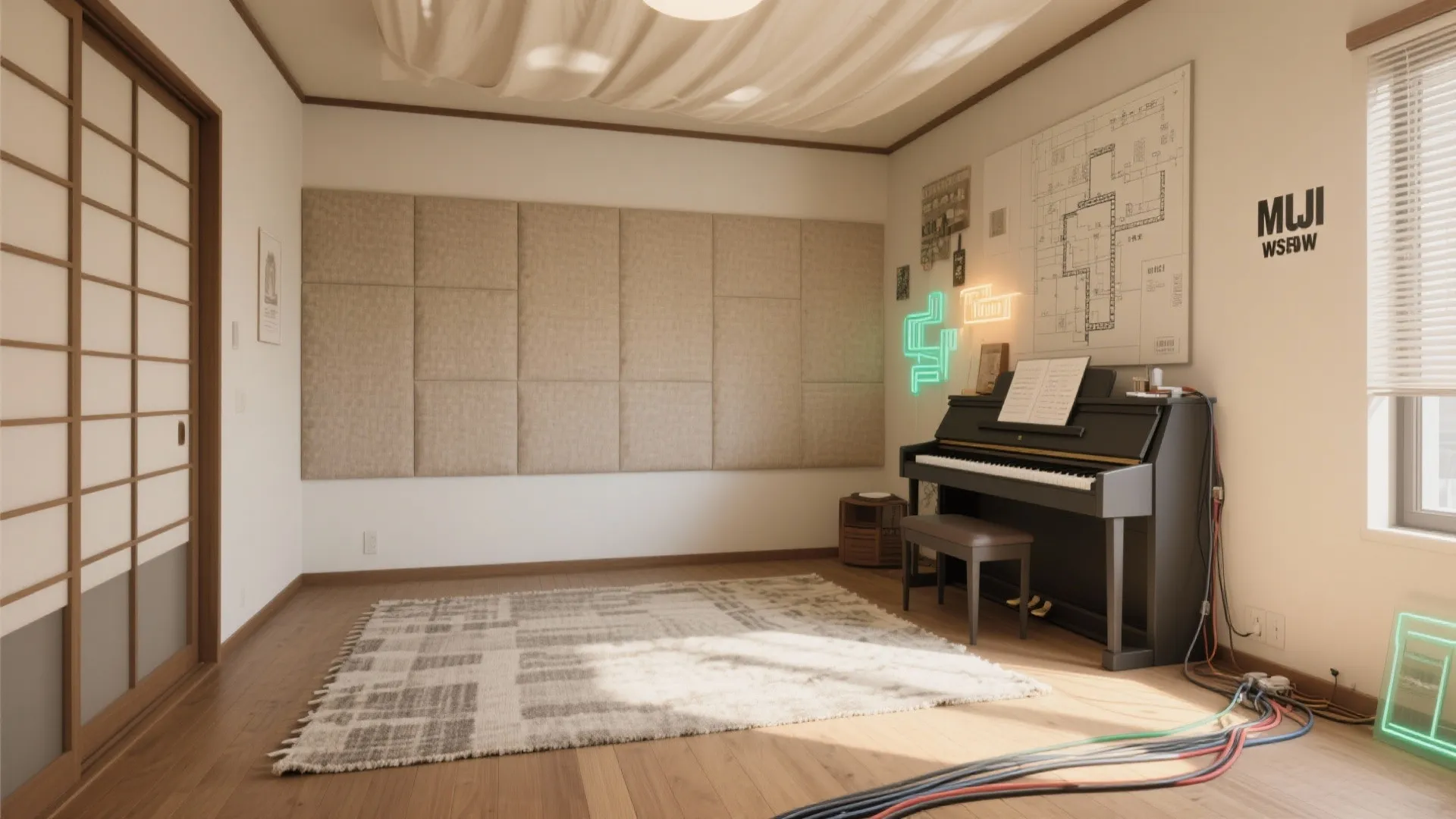 Tips 2: 吸音＋防振は“床→壁→天井”の順で重ねる｜収納技巧と日式風格に馴染ませる