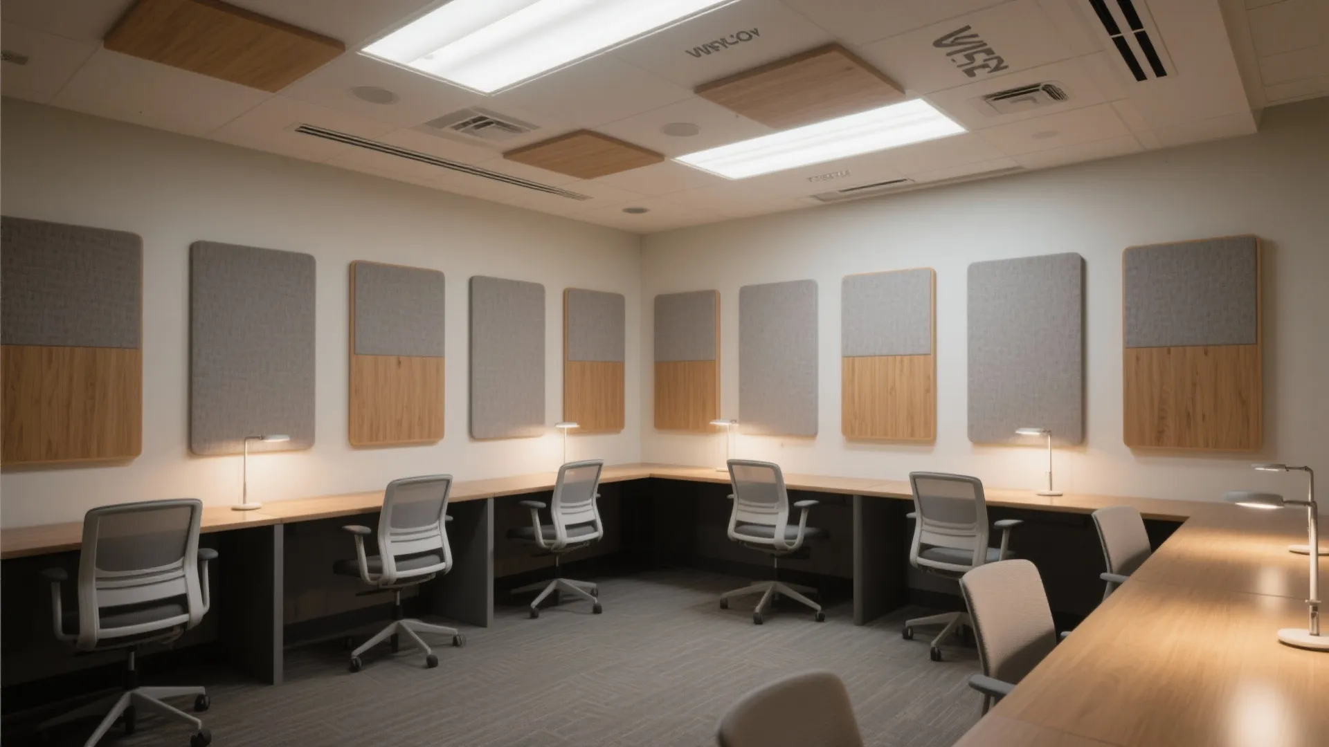 Acoustic calm and layered lighting