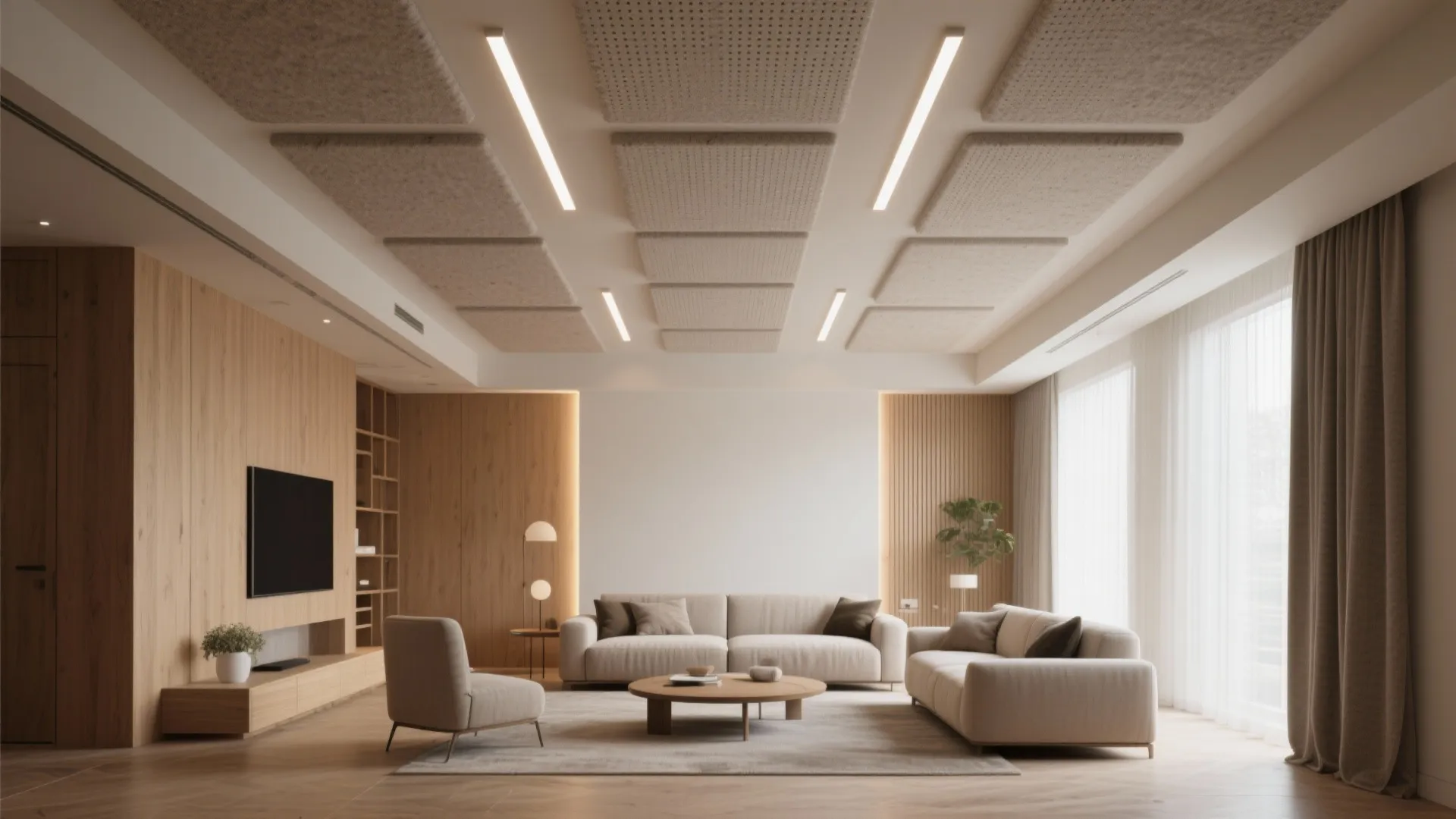 Acoustic Panels with Hidden Linear Lights
