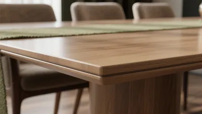 Warm Wood Dining Table with Modern Chairs