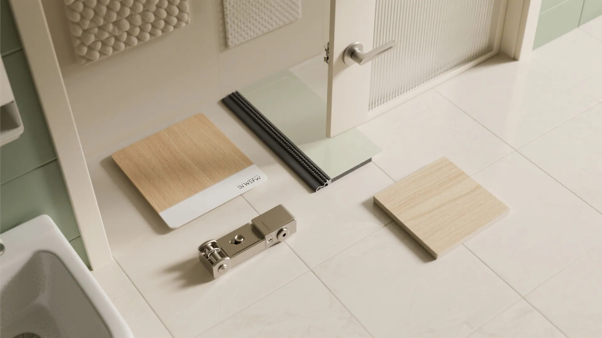 5) Flush solid-core door with acoustic seals for privacy