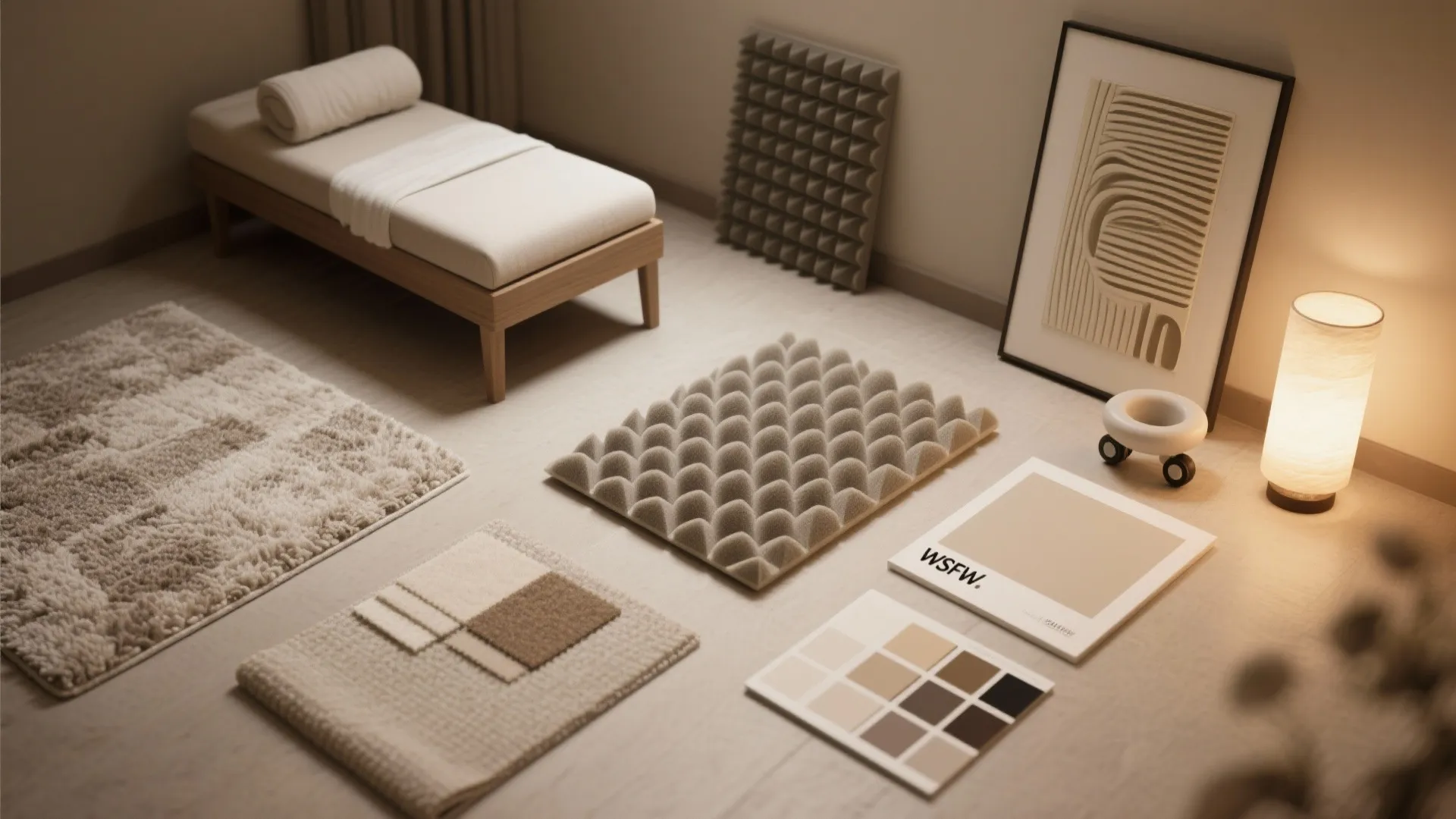 Acoustic softness: walls, floor, and white-noise zoning