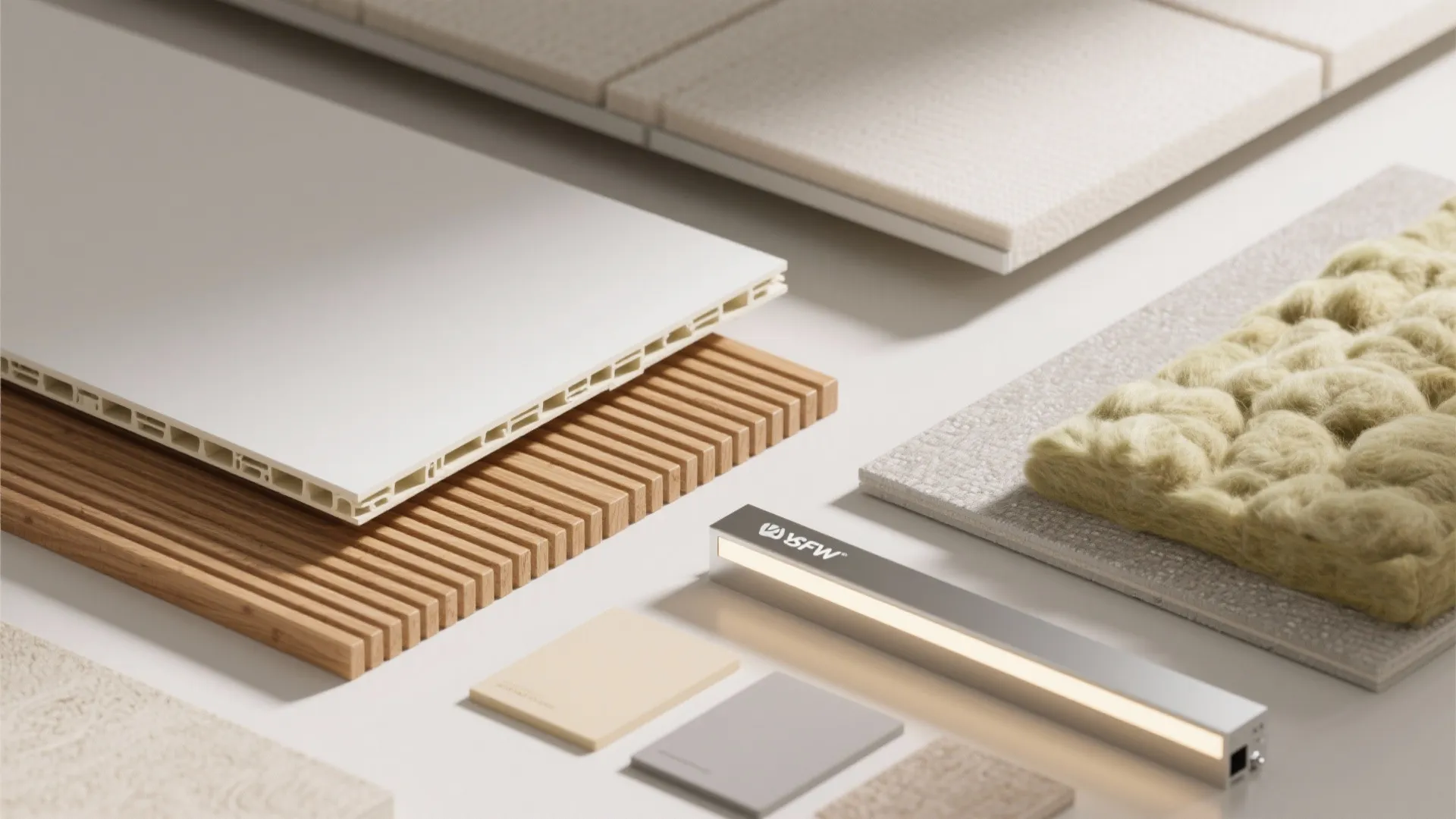 Acoustic Gypsum + Wood Slat Hybrid