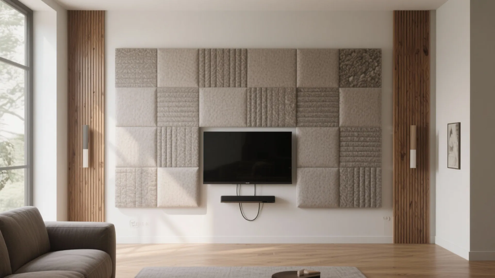 Upholstered Acoustic Panels + Wood Battens (Media Wall Magic)