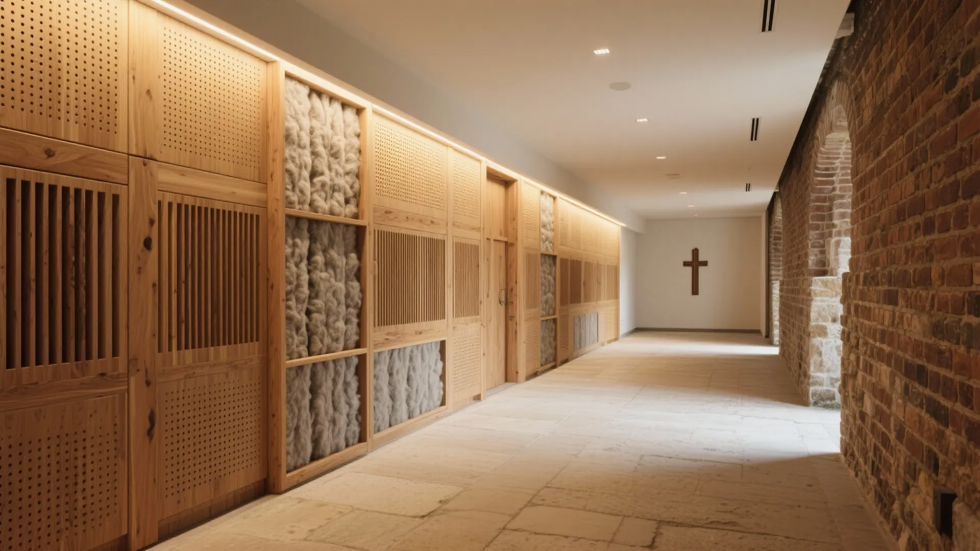 2) Acoustic timber panels to tame echo and elevate warmth