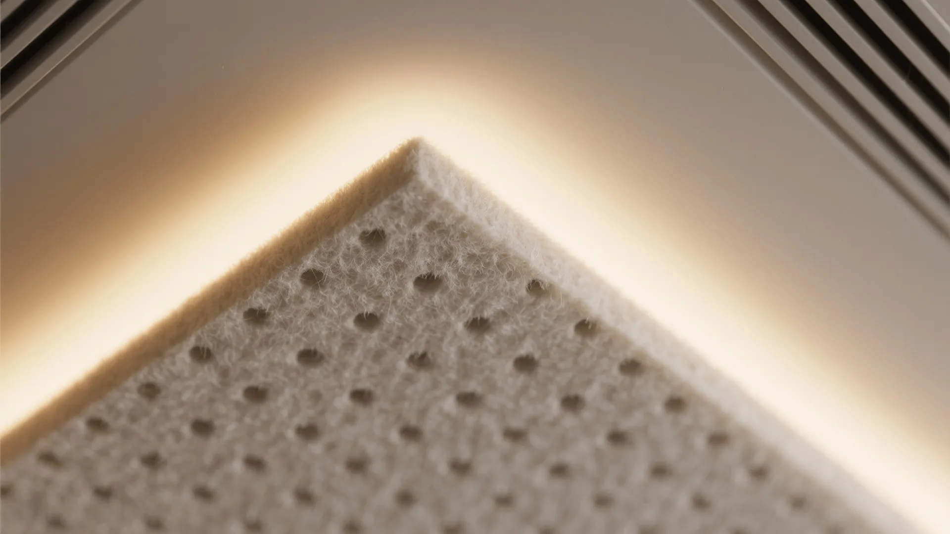 Acoustic soft ceiling panels for quiet, calm movement