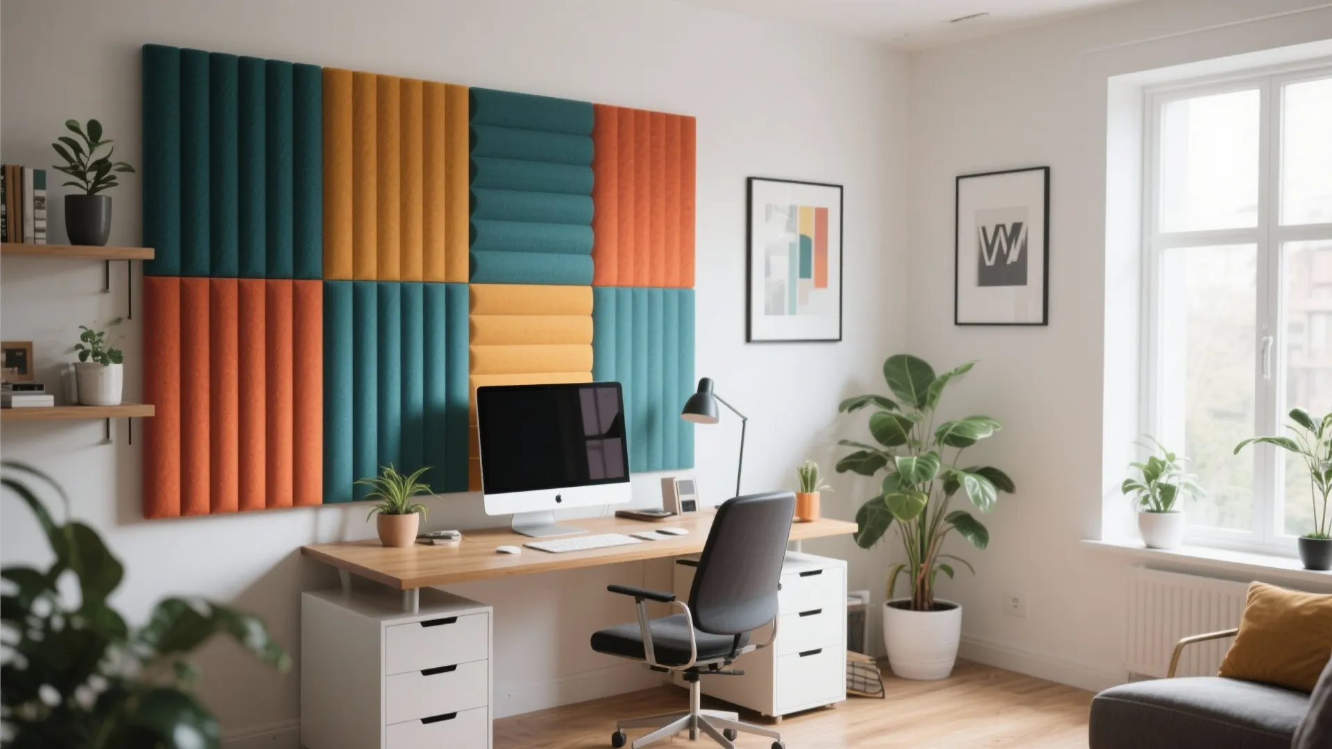 7. Acoustic Panels in Bold Colors