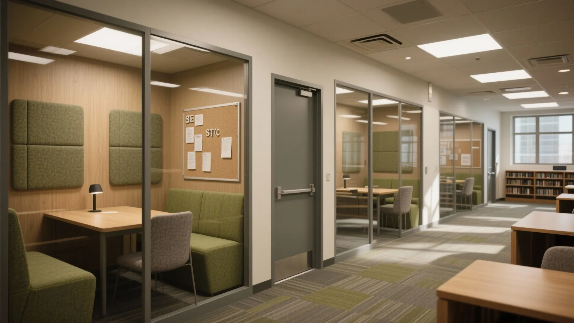 Sound-first study pods and acoustic zoning