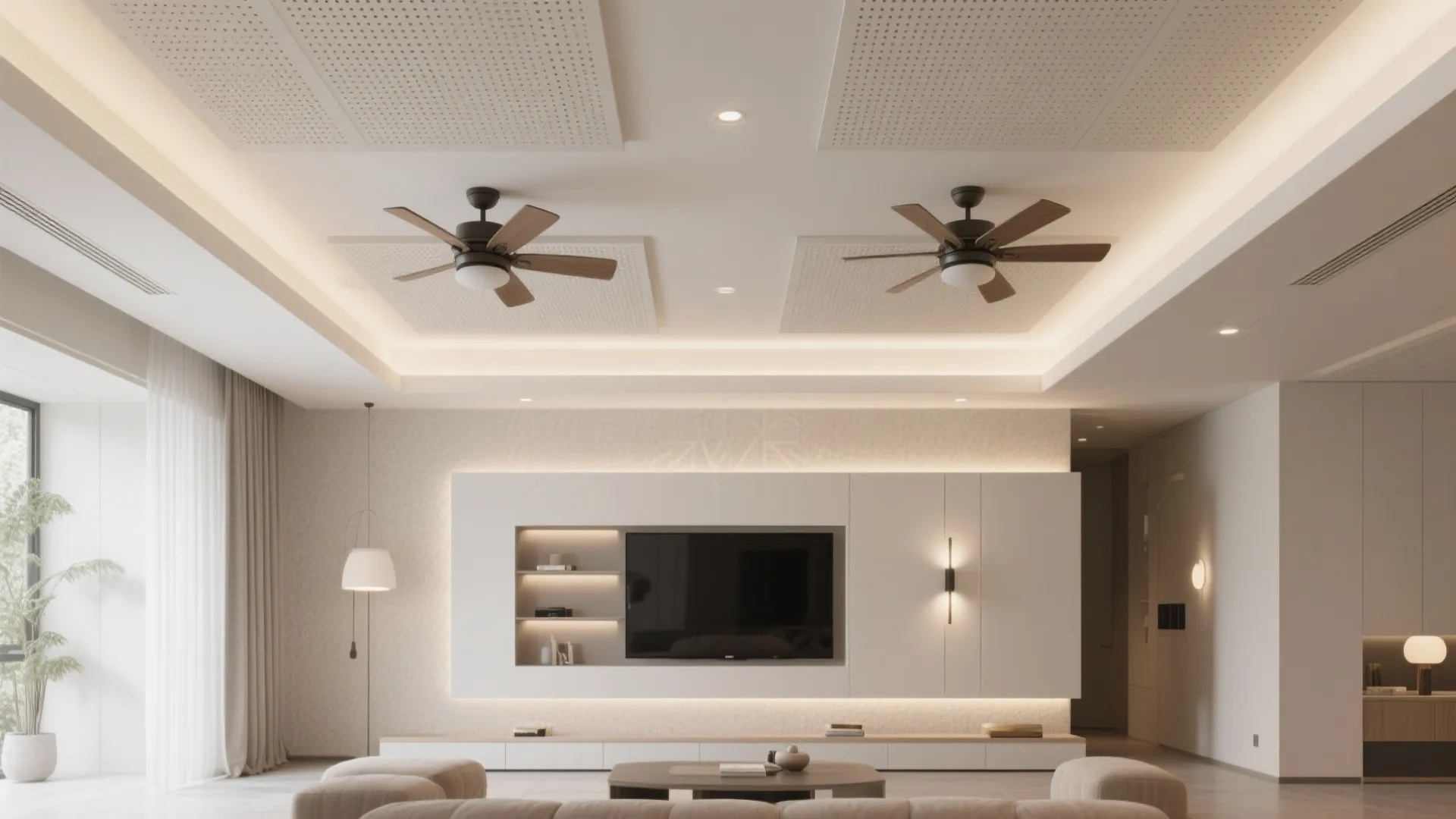 Layered rectangle with integrated acoustic panels