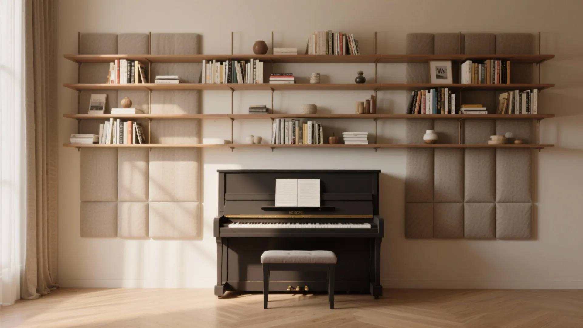 4. Acoustics with vertical treatments and shelving