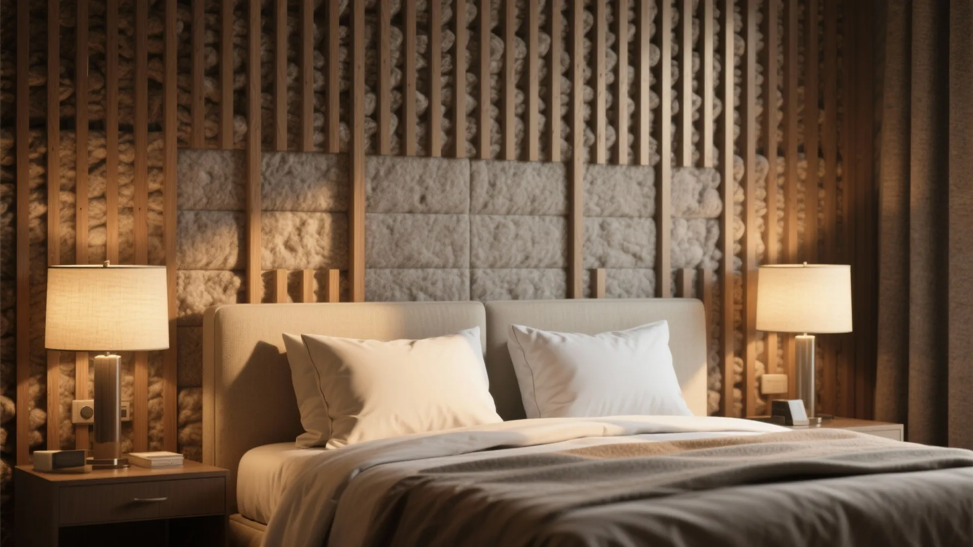 4. Acoustic slat wall for noisy bedrooms