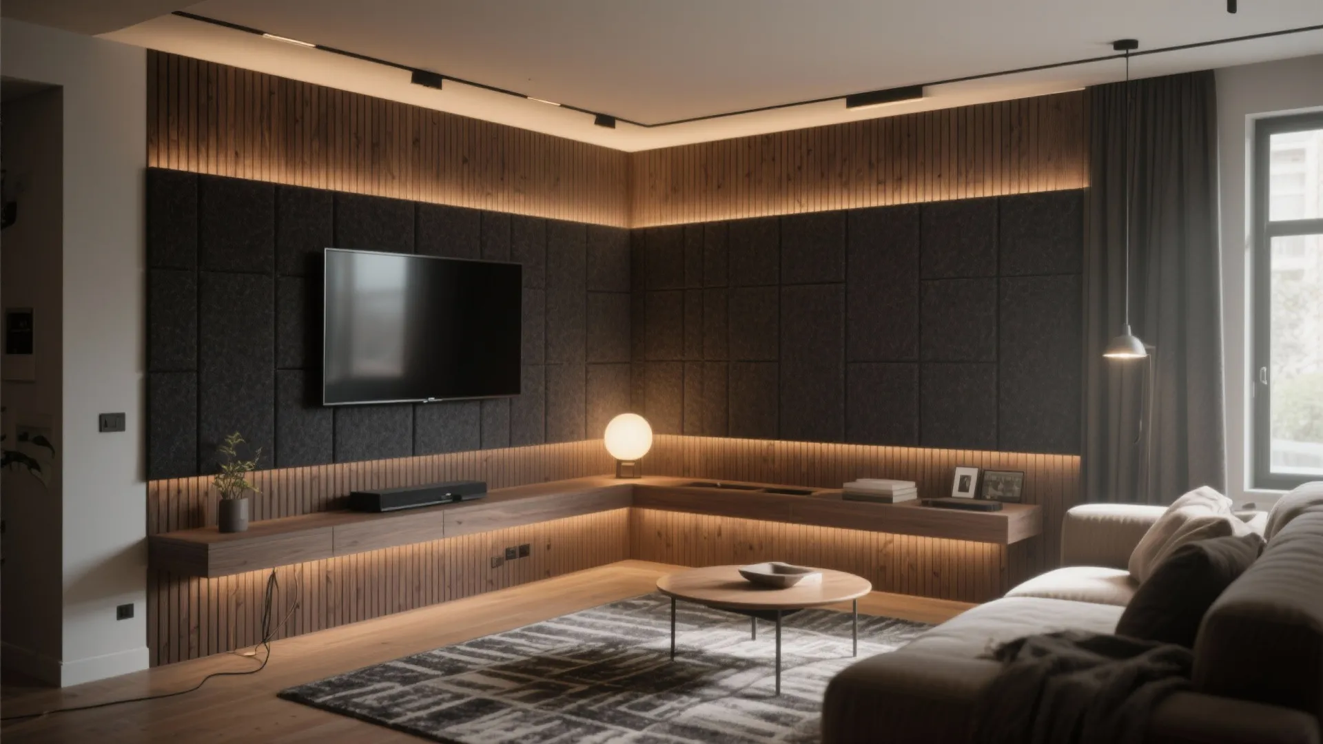 Acoustic plank panels for quiet, cozy living
