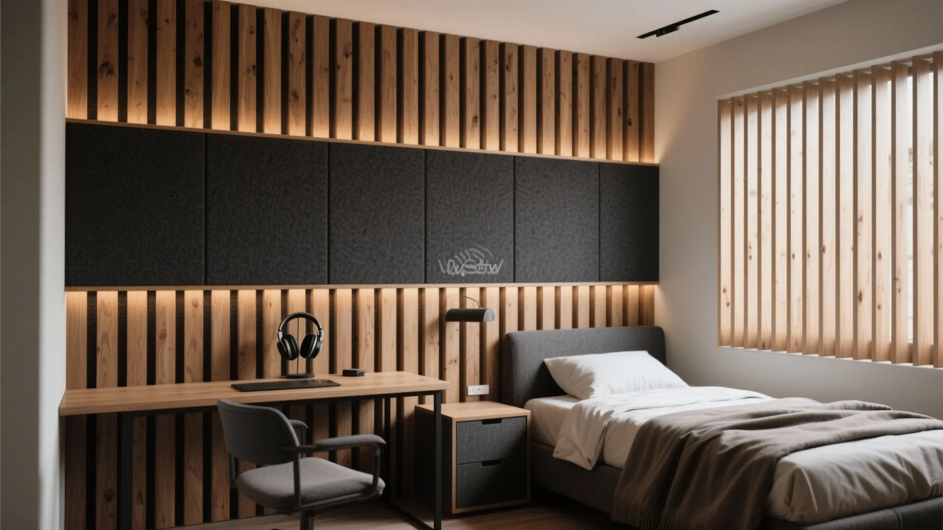 3) Acoustic Pallet Slat Wall with Felt Backing