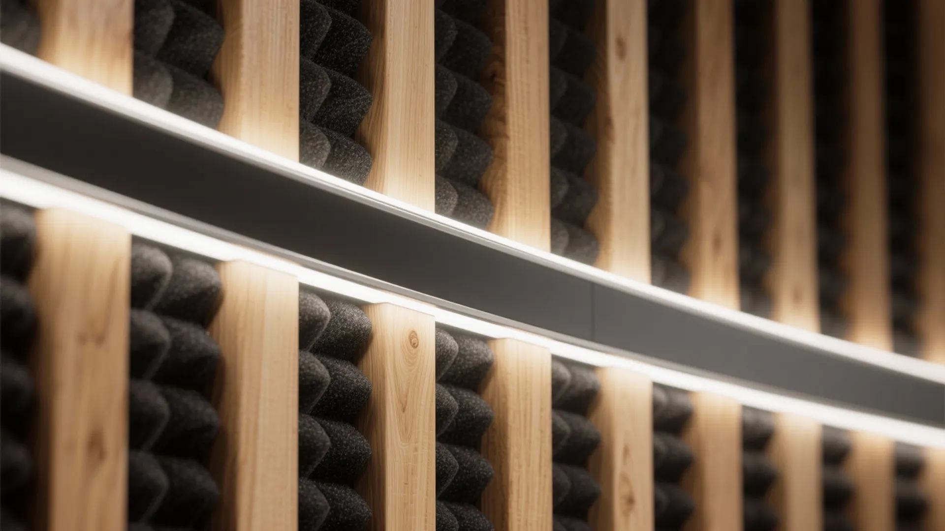 2) Acoustic Slatted Ceiling with Felt Backing