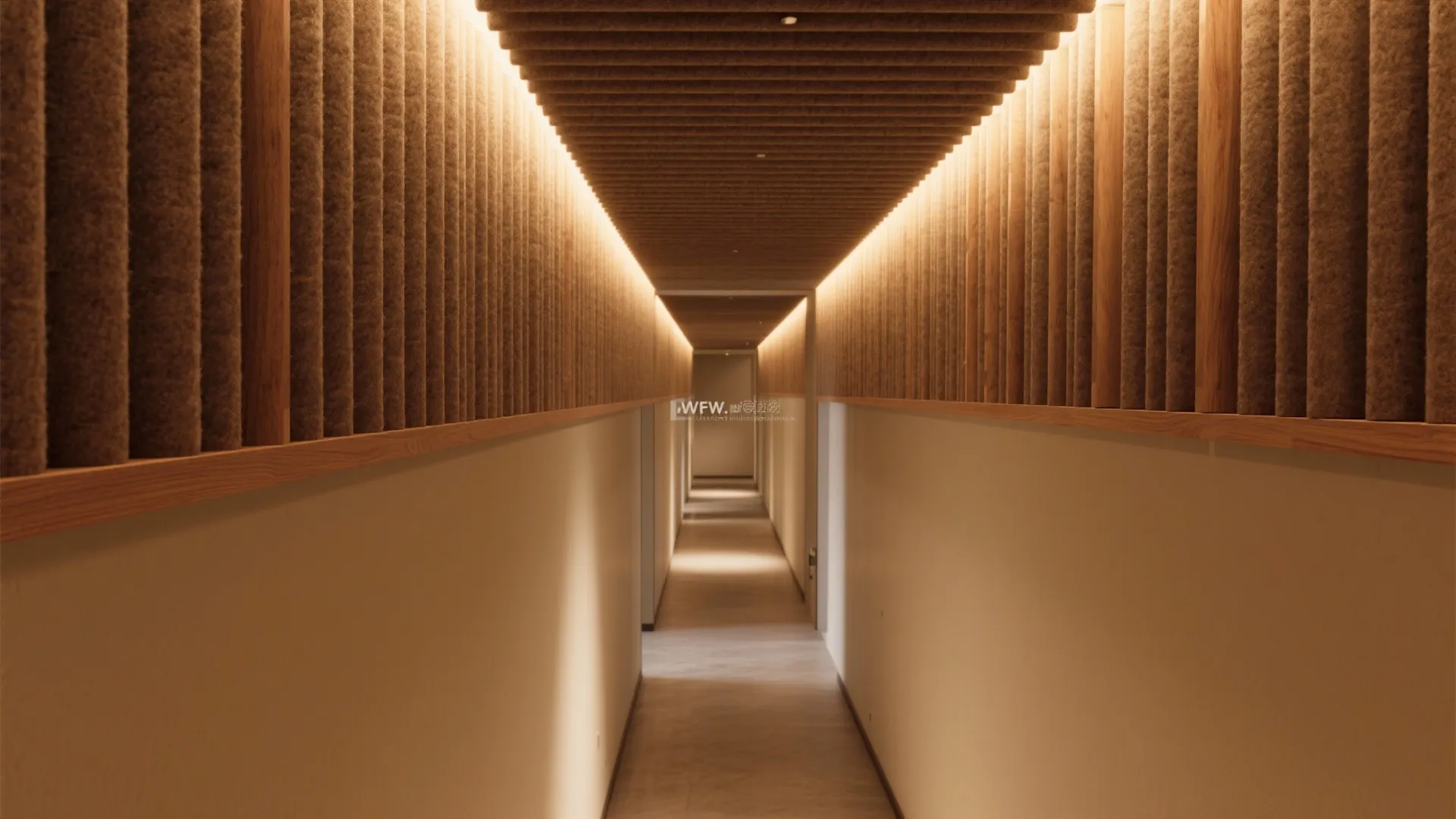 Acoustic Slats or Fluted Panels on the Upper Portion