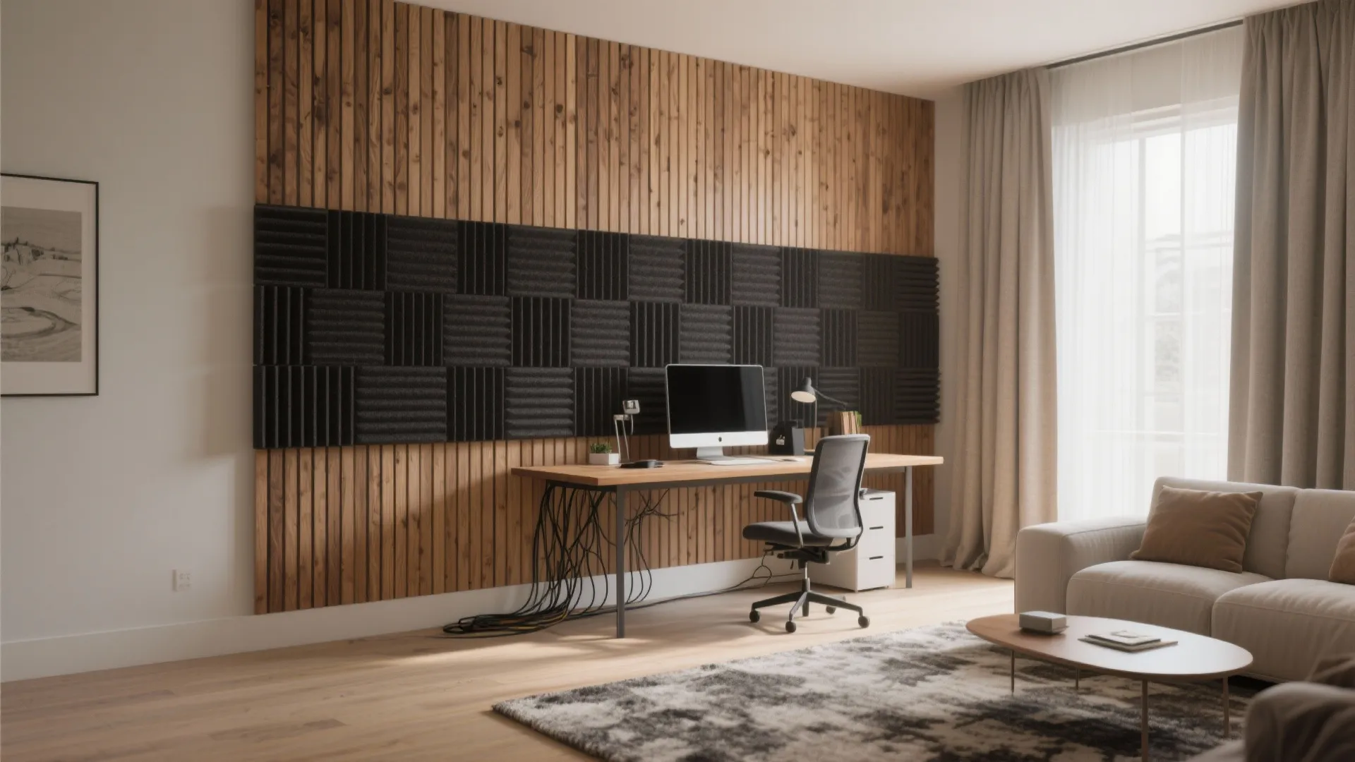 [Section: Inspiration 5] Quiet and Warm: Acoustic Wood Slats + Fabric Panels