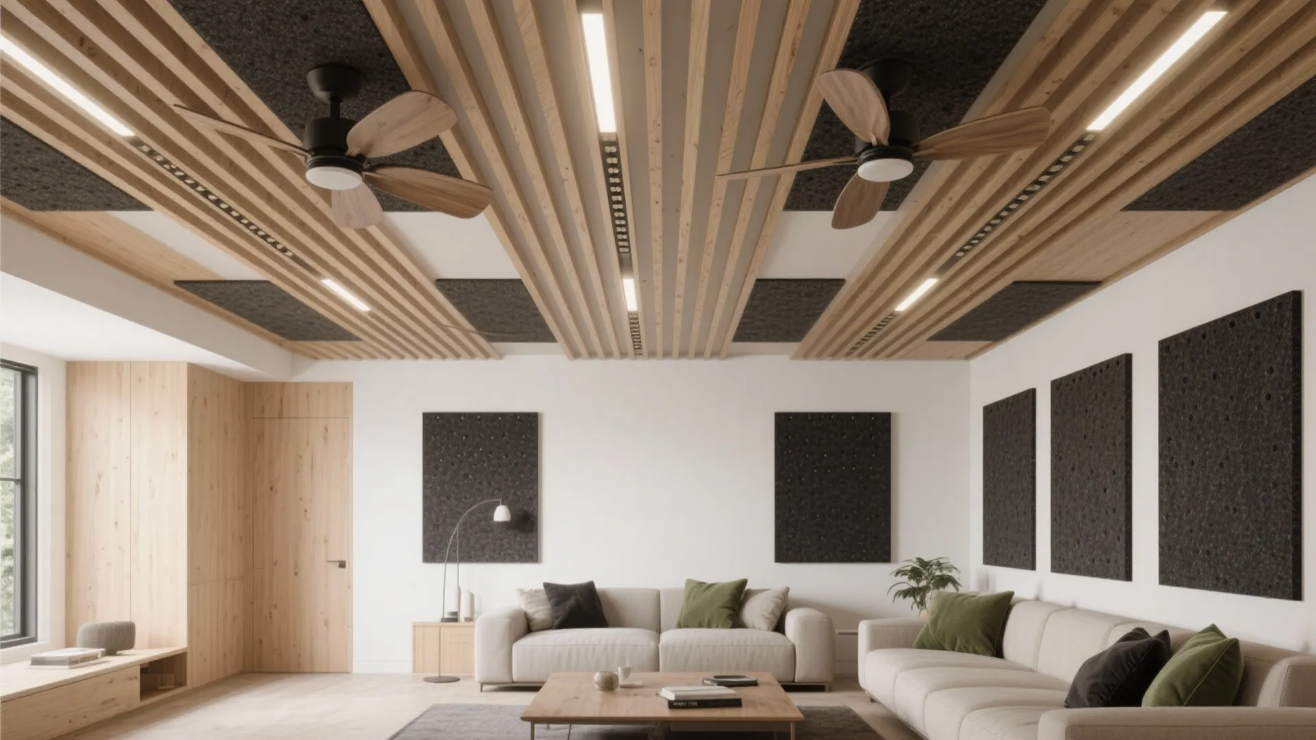 3) Linear acoustic slats and soft baffles