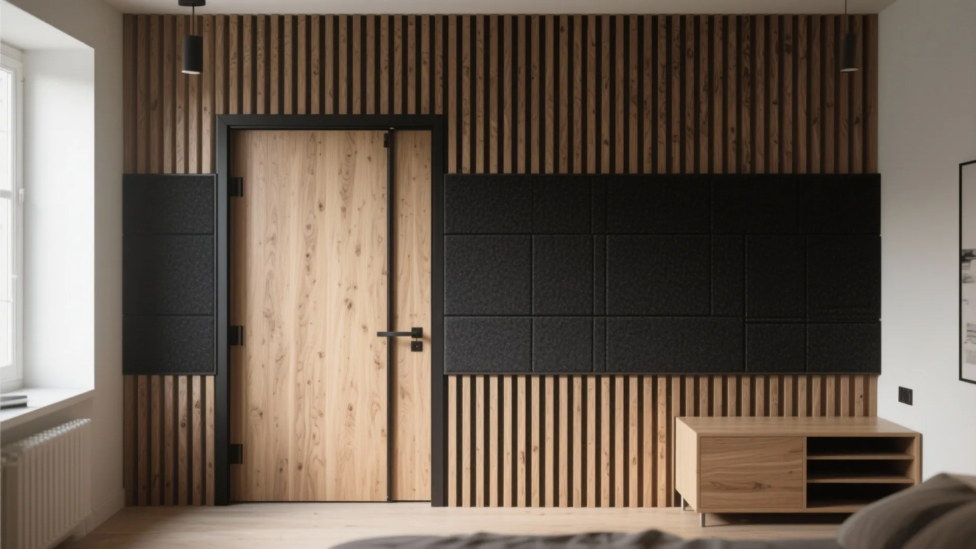 Acoustic Wood Slats With Hidden Storage