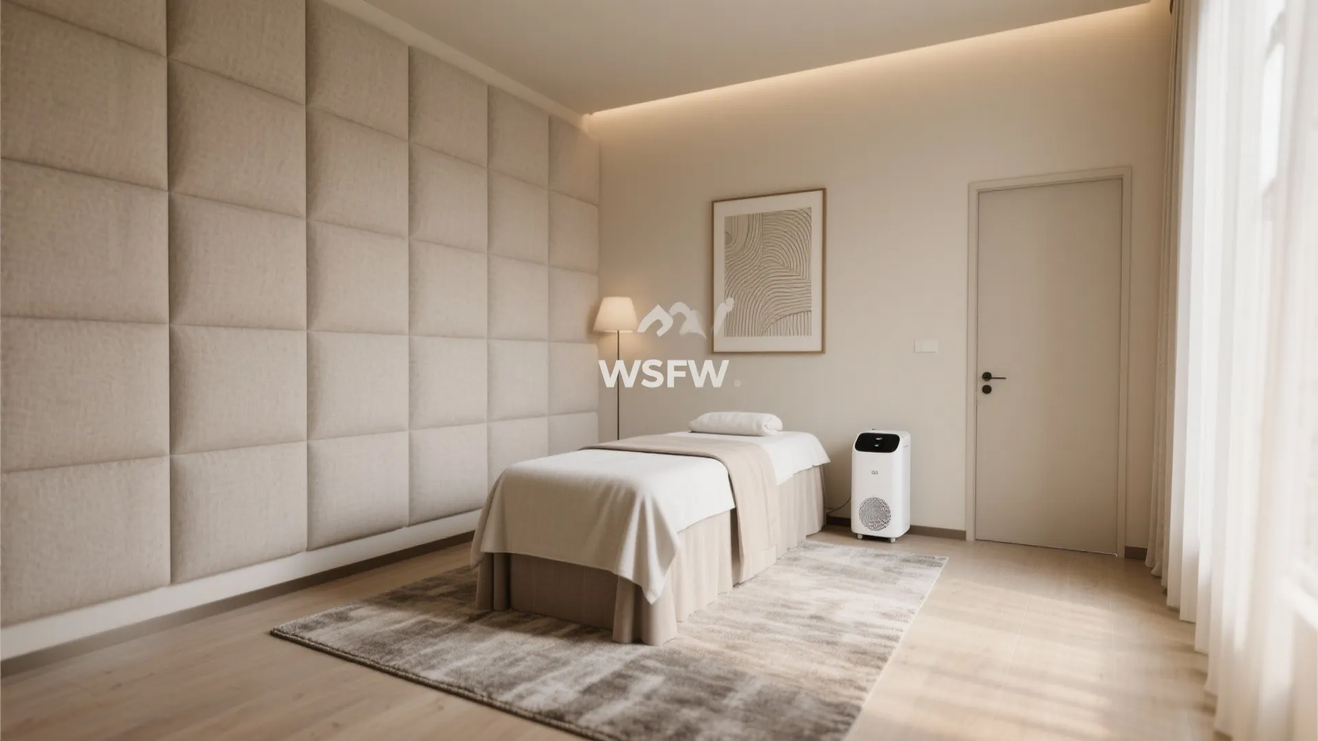 Acoustic softness: walls, floor, and white-noise zoning