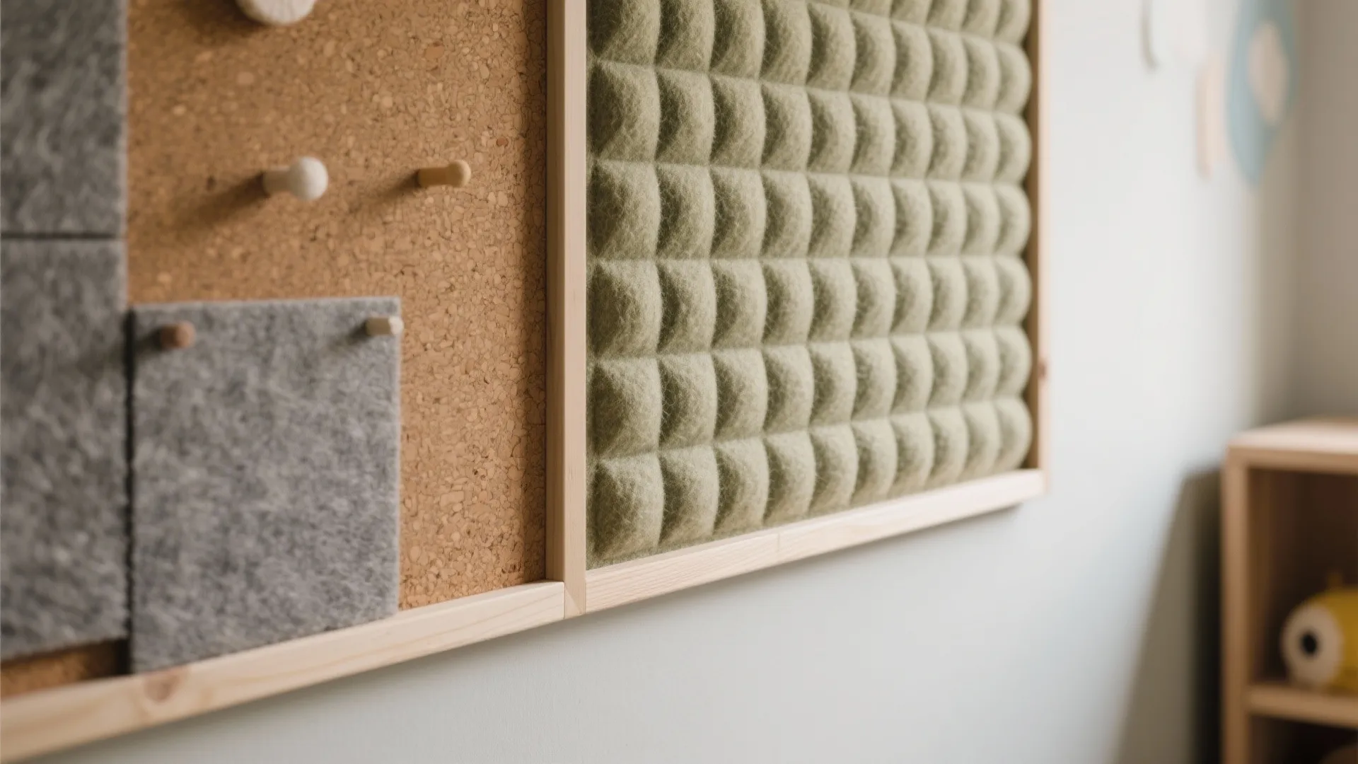Soft textures: cork, fabric, and acoustic panels