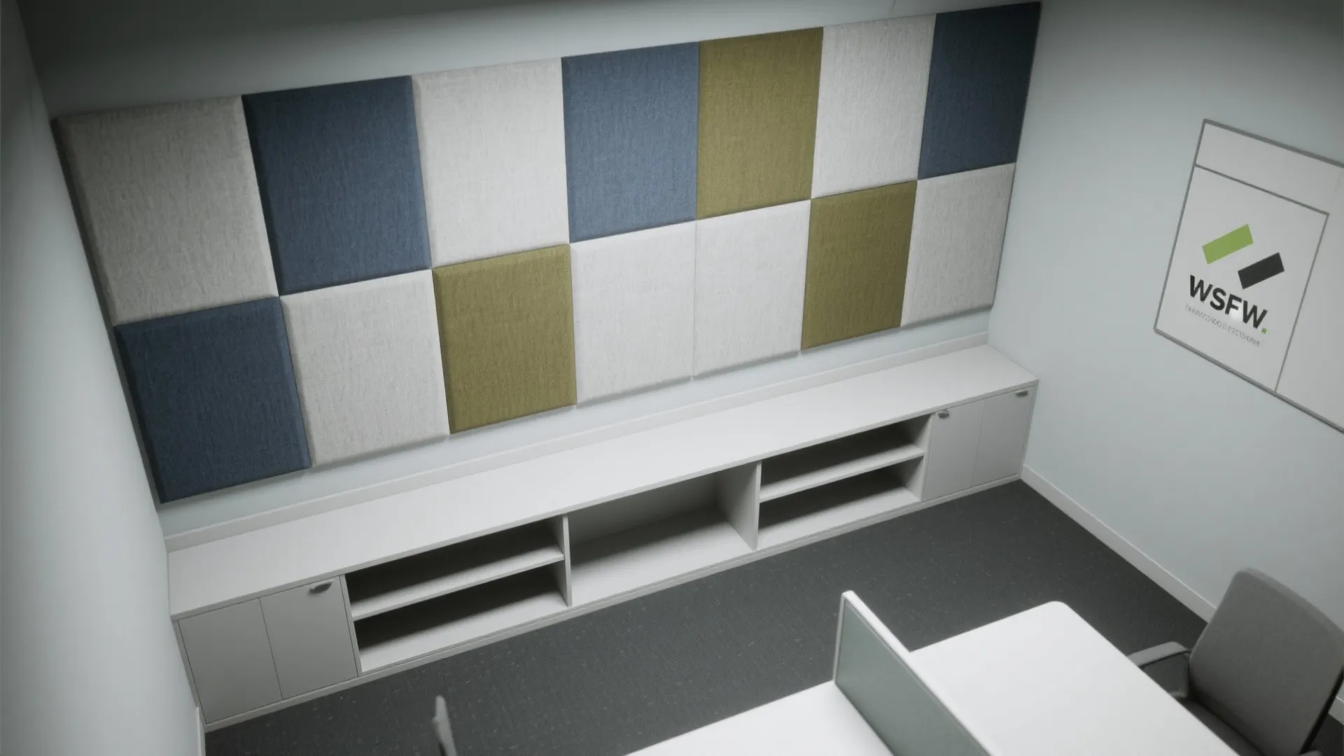 Acoustic Fabric Panels with Hidden Storage