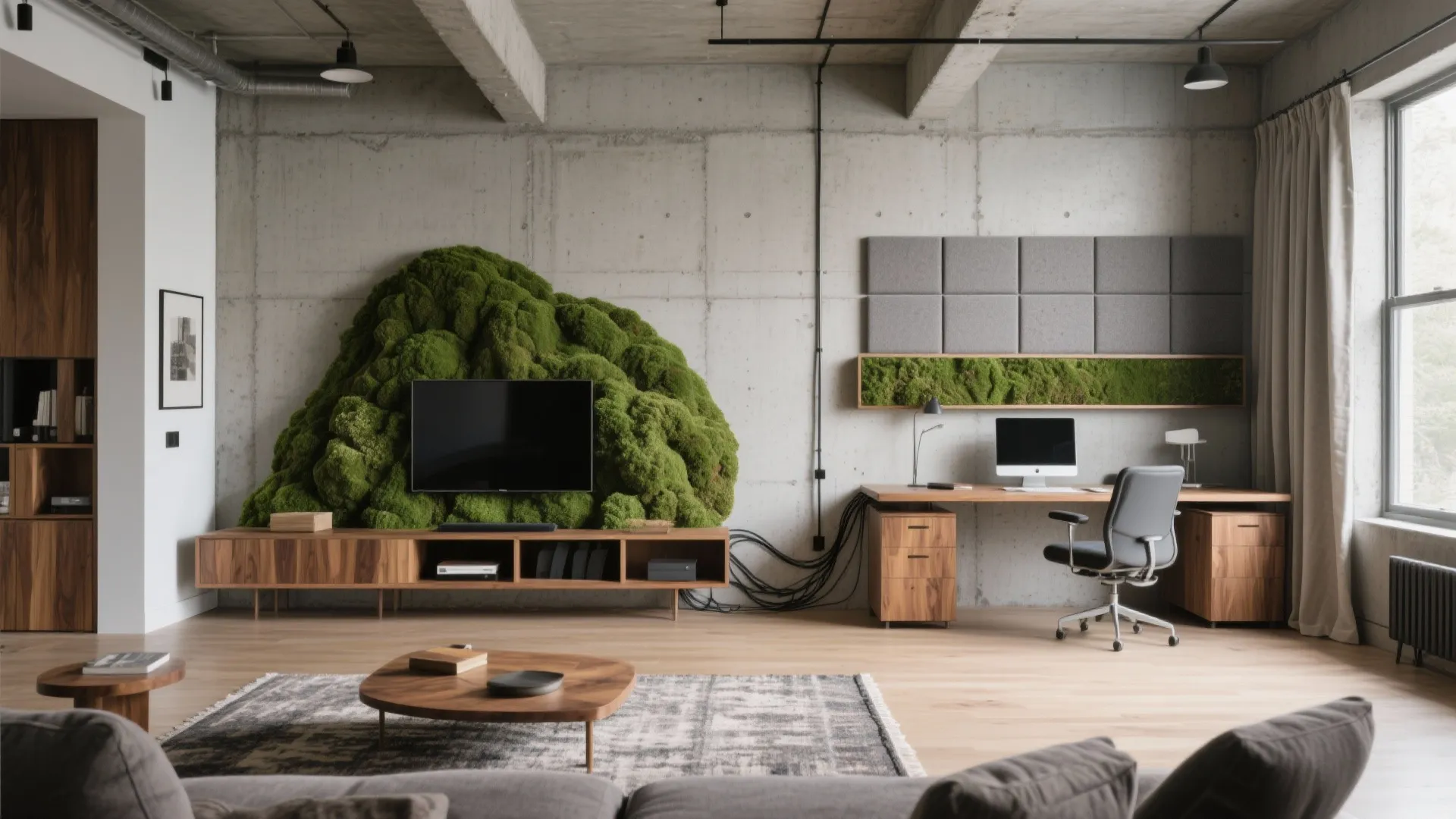 Acoustic Moss Wall Behind TV or in a Home Office