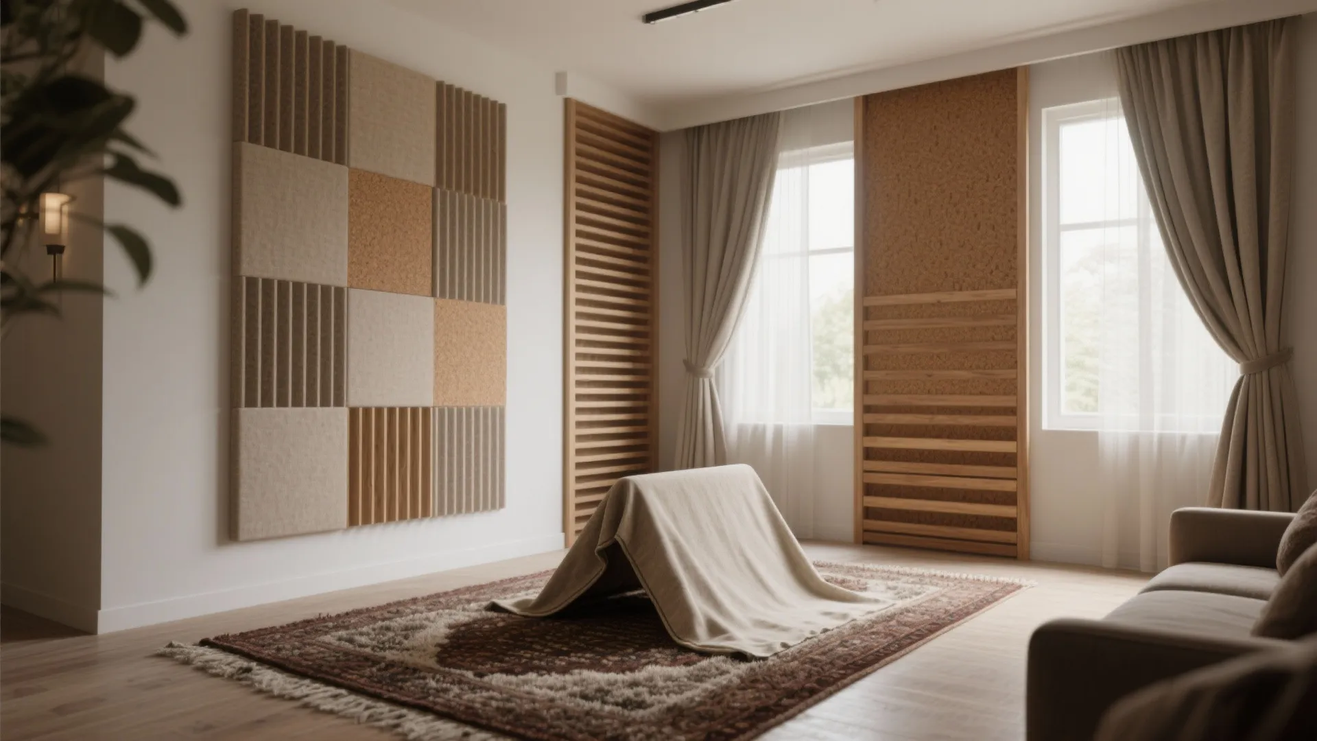 Quiet acoustics with fabric and wood