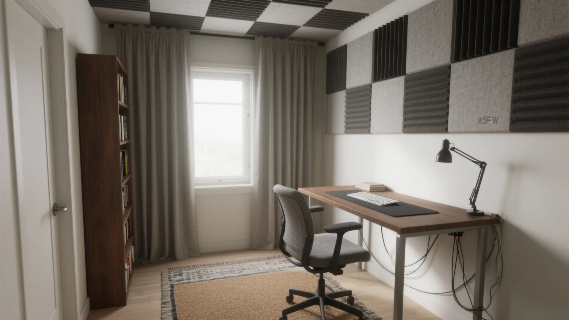Acoustic panels and soft finishes for calm concentration